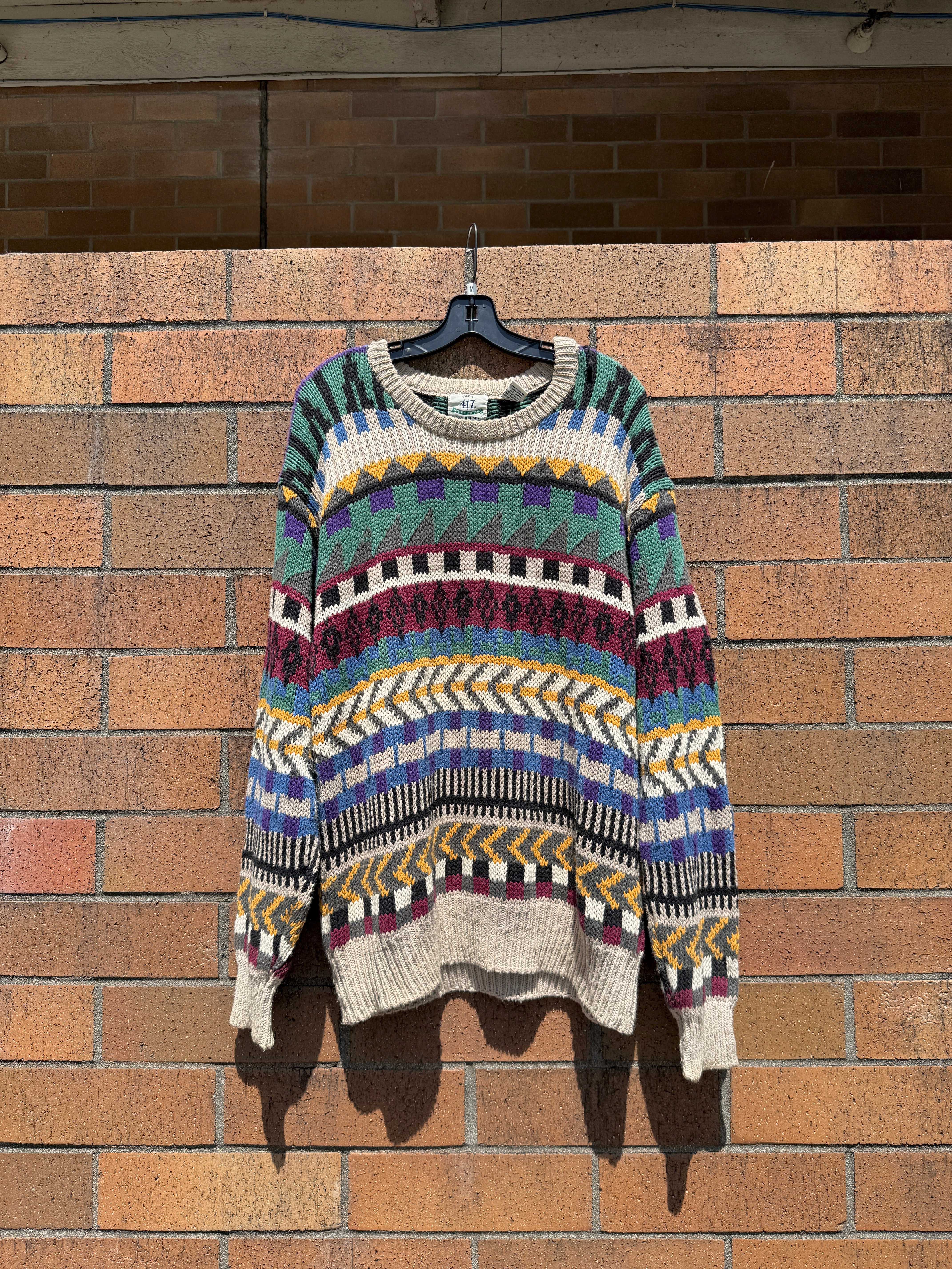 90s 417 Van Heusen Multicolor Pattern Sweater Sz M