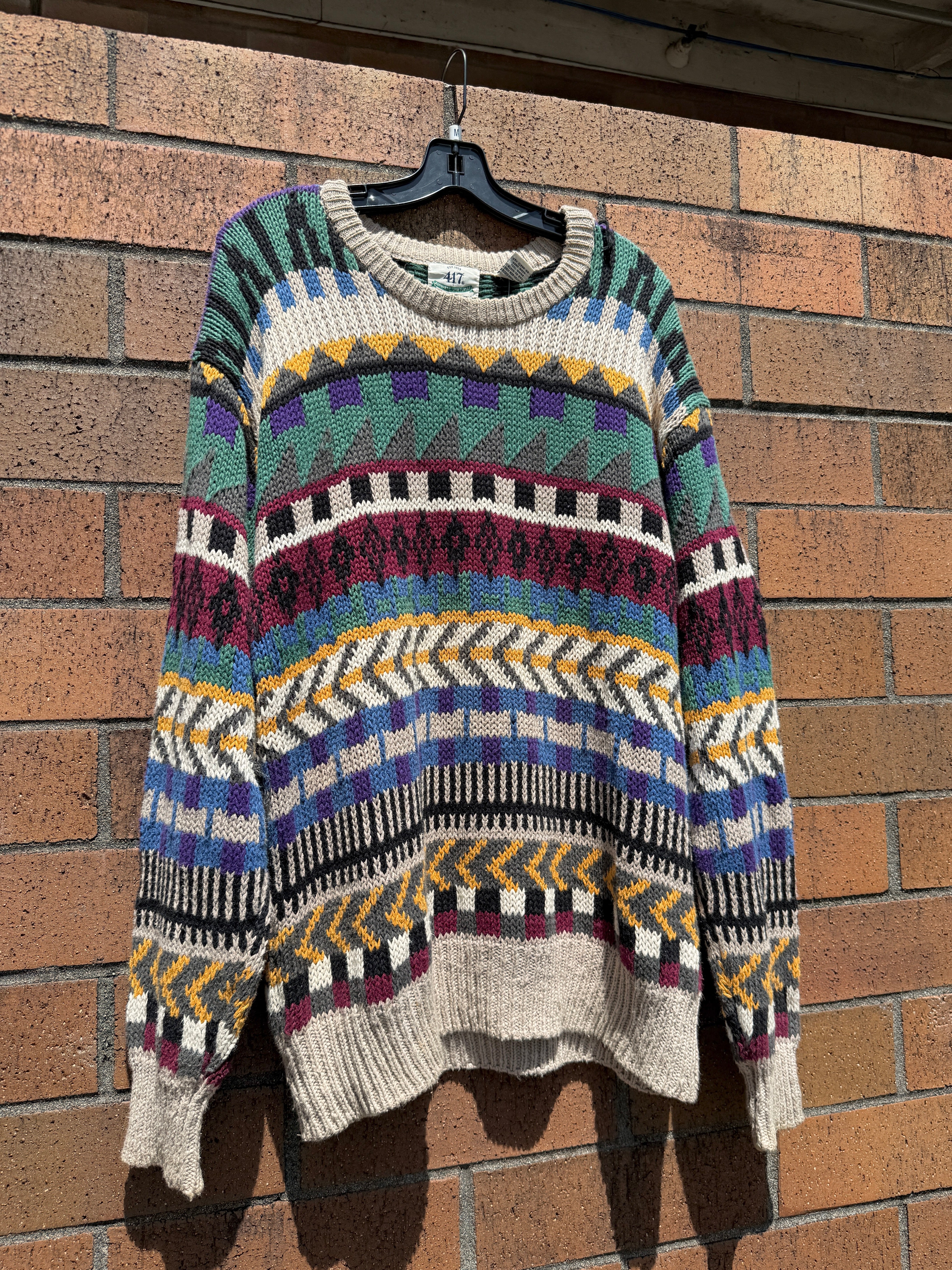 90s 417 Van Heusen Multicolor Pattern Sweater Sz M