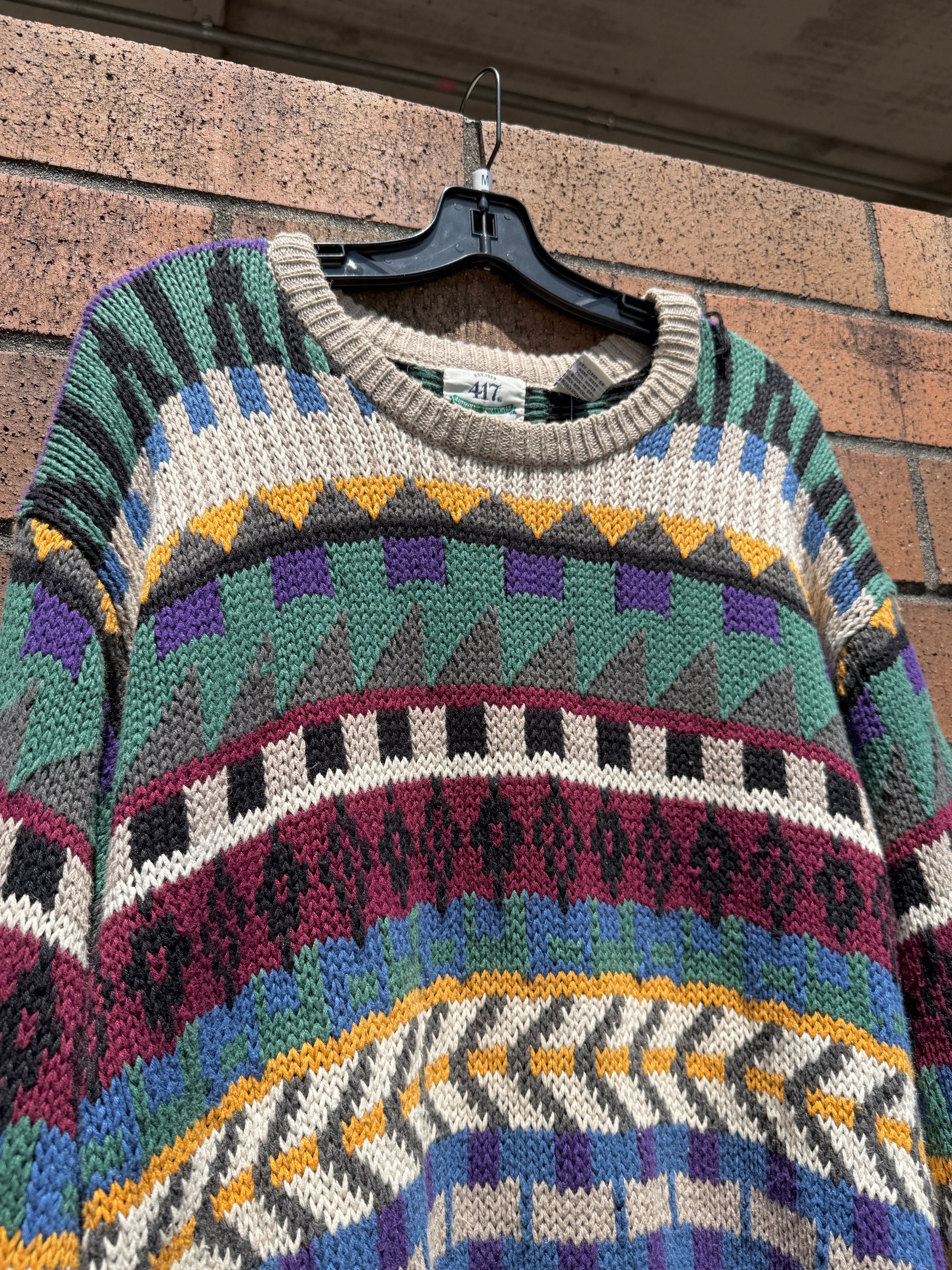 90s 417 Van Heusen Multicolor Pattern Sweater Sz M