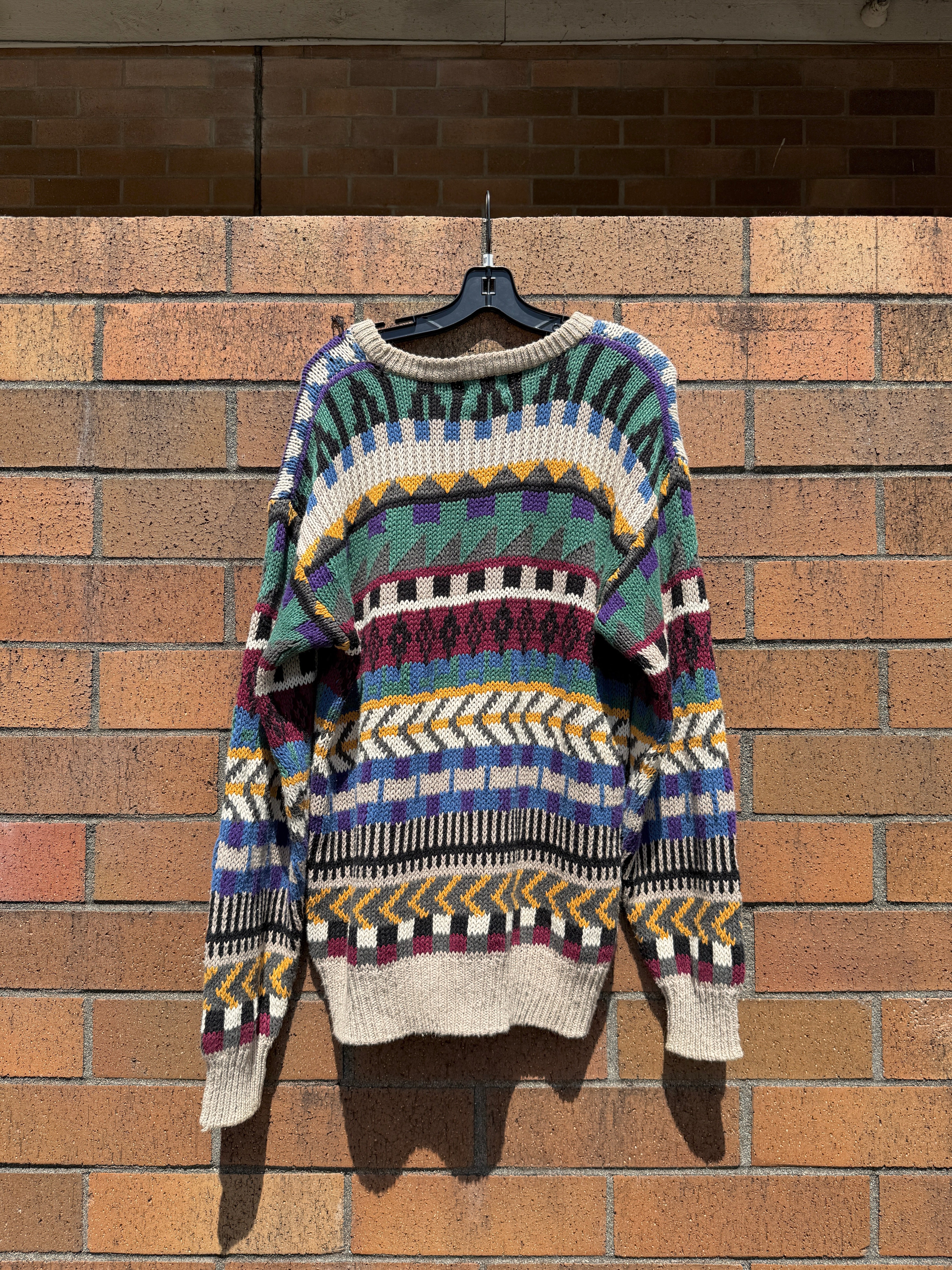 90s 417 Van Heusen Multicolor Pattern Sweater Sz M