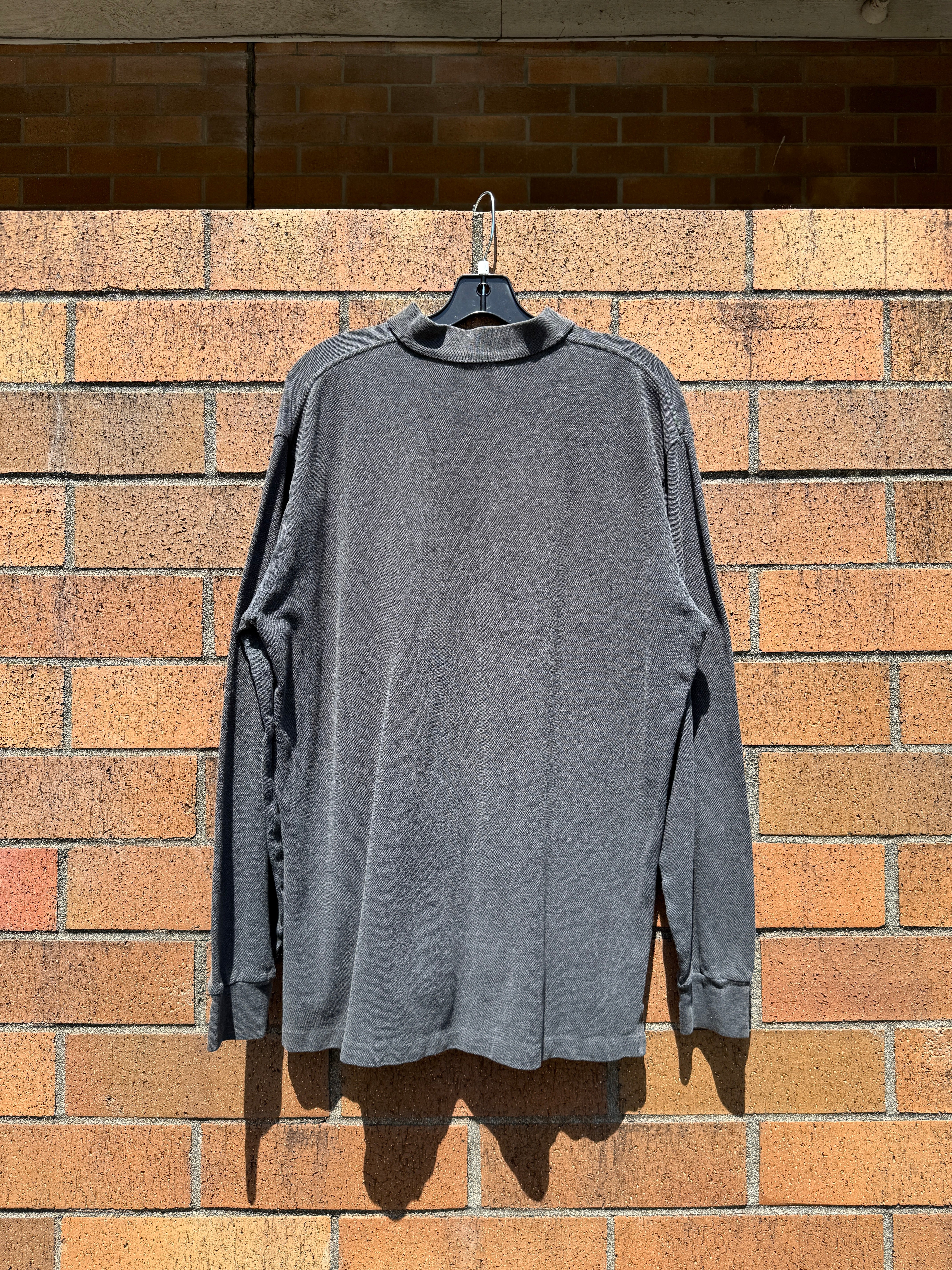 Polo Ralph Lauren Dark Grey / Burgundy Long Sleeve Polo Shirt Size L