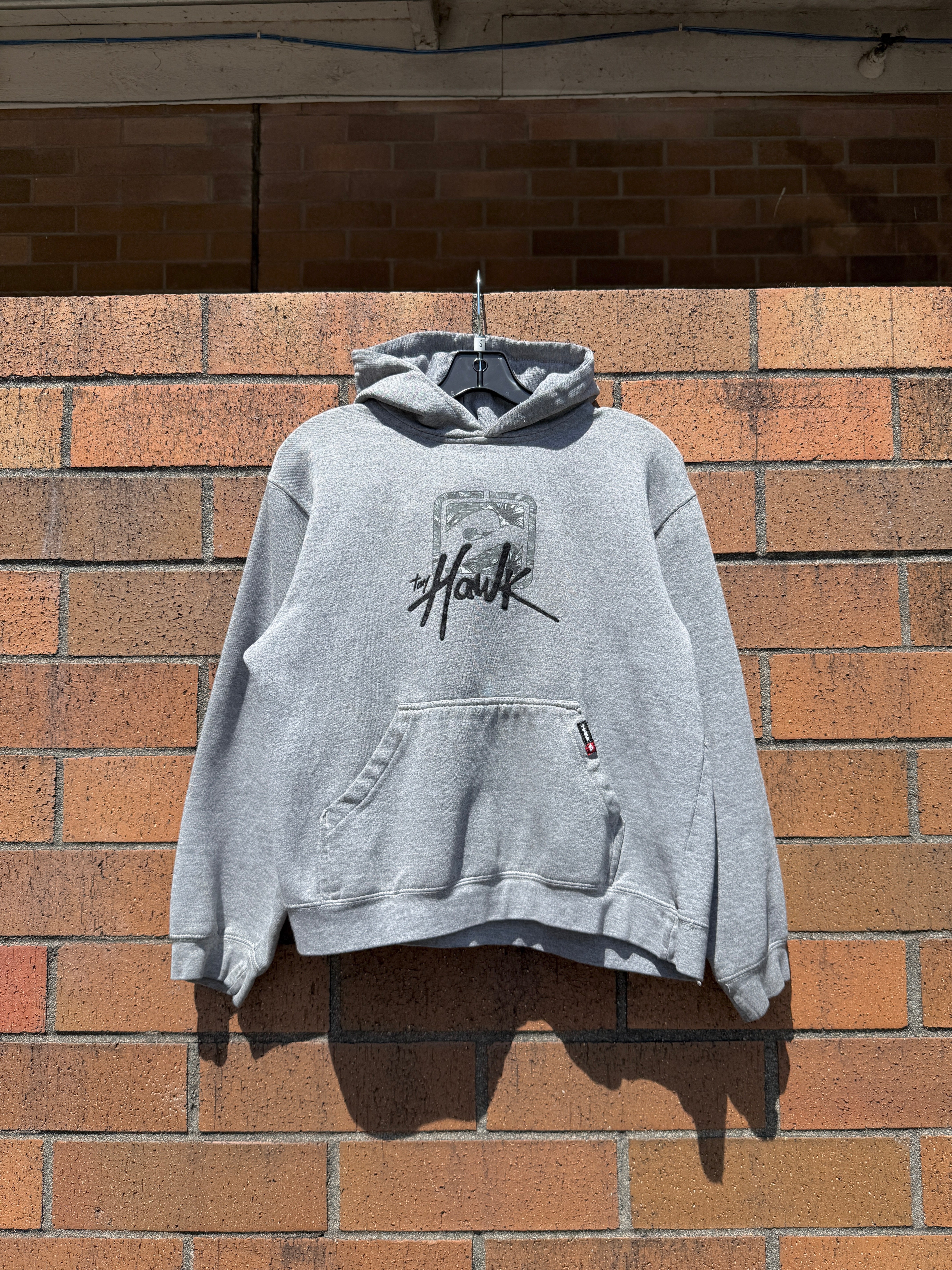 Y2K Tony Hawk Velvet Logo Hoodie Grey Size Youth L