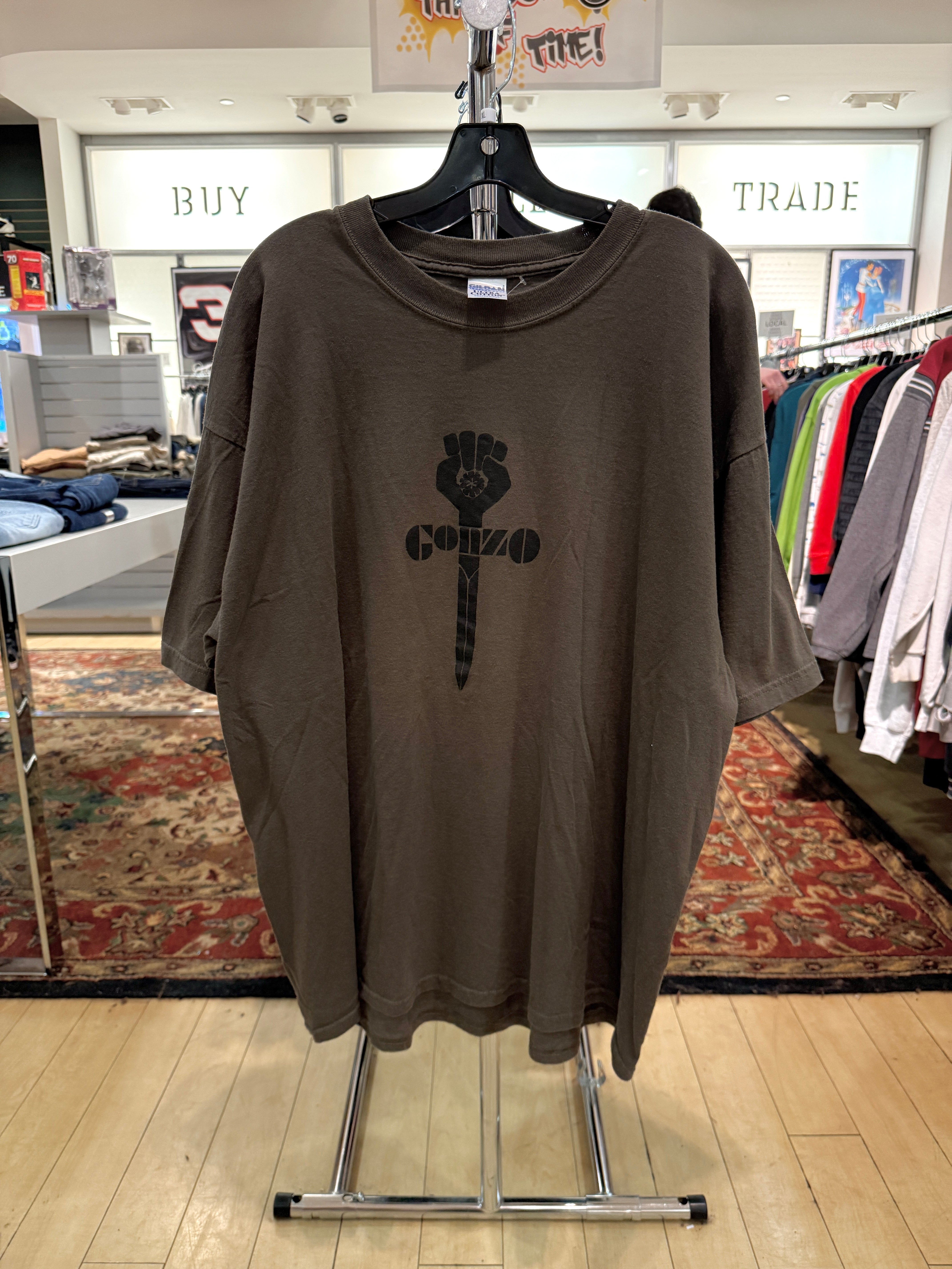 Y2K Hunter S. Thompson Gonzo Tee Olive Sz XXL