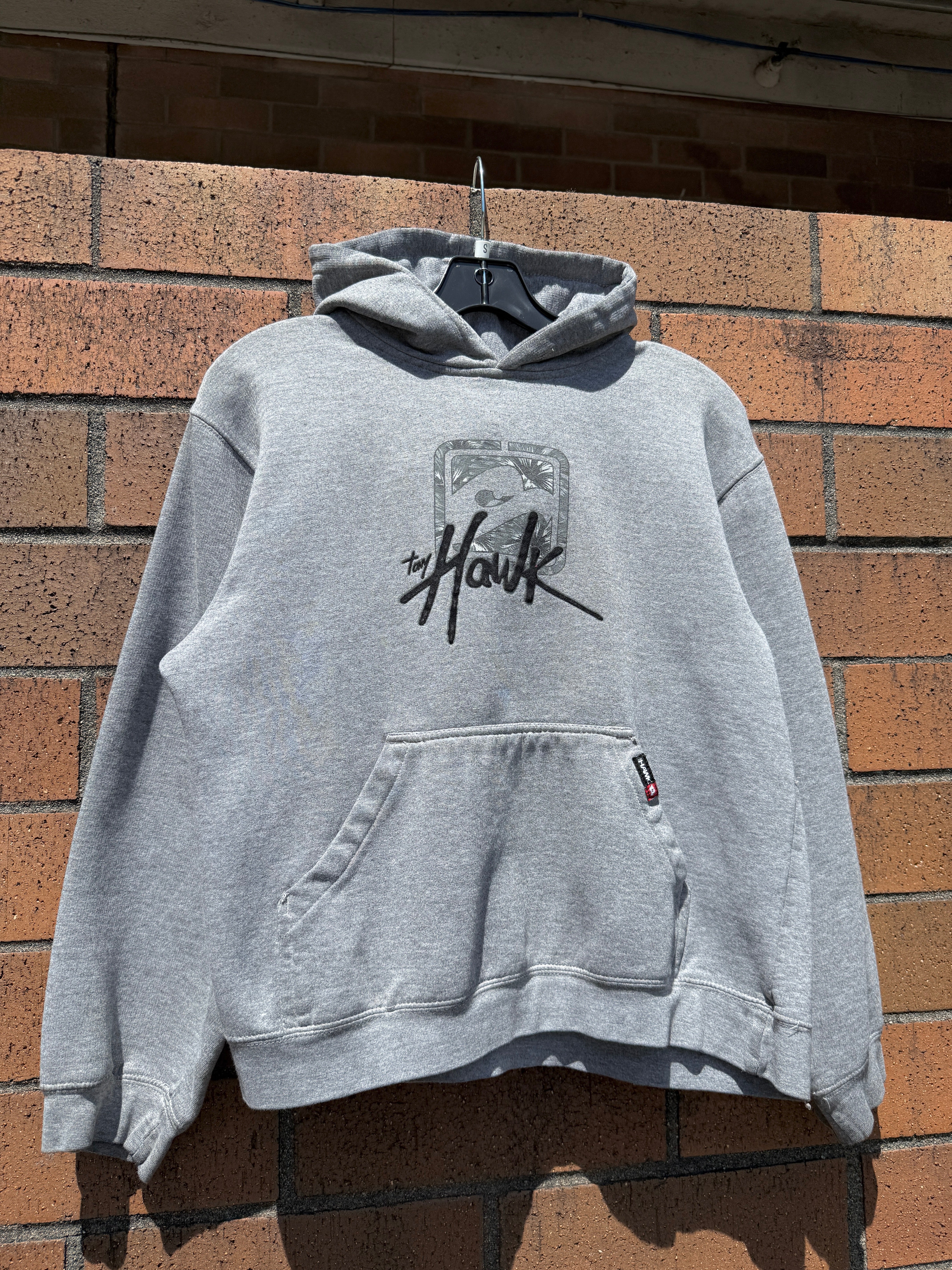 Y2K Tony Hawk Velvet Logo Hoodie Grey Size Youth L