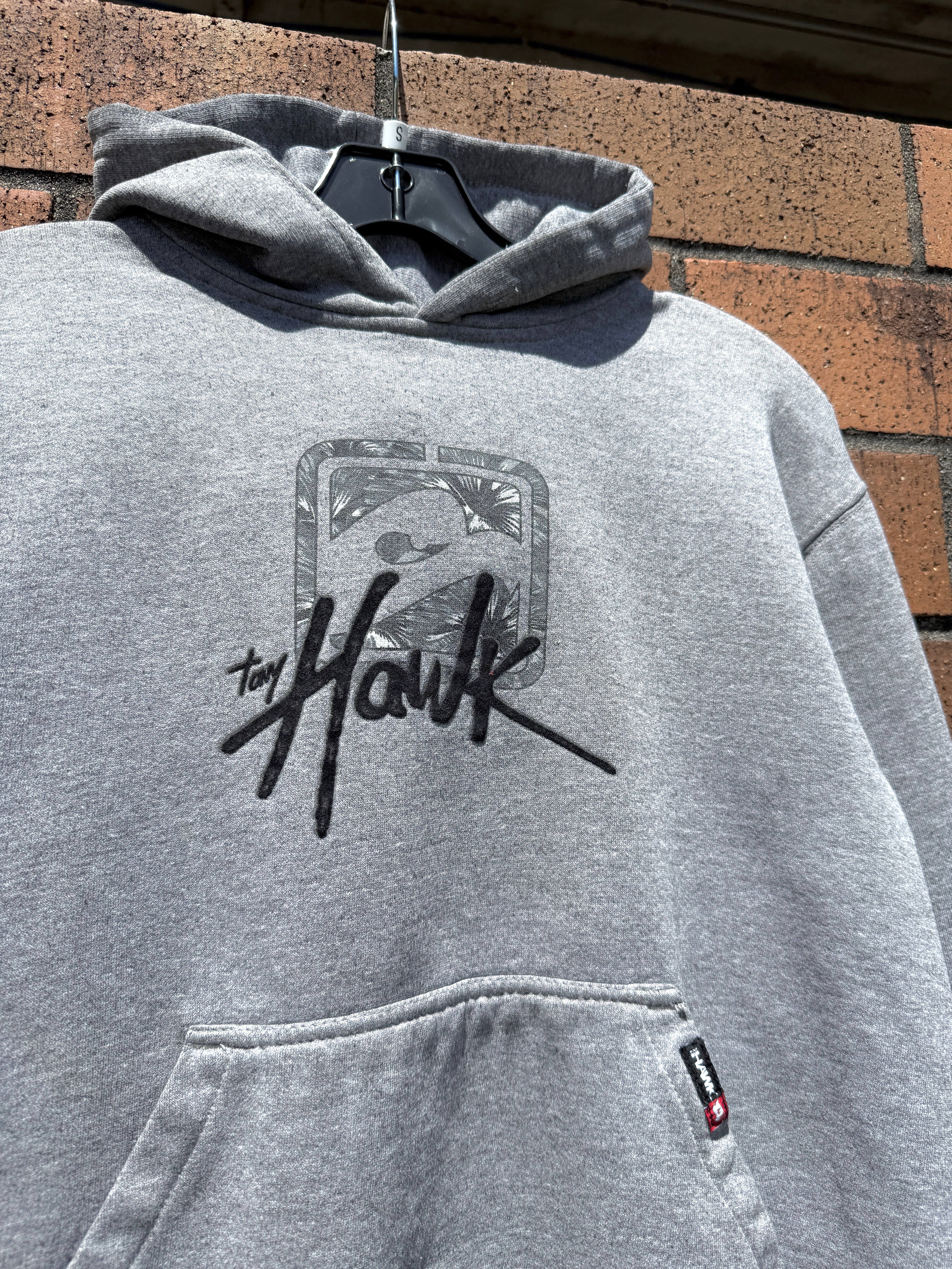 Y2K Tony Hawk Velvet Logo Hoodie Grey Size Youth L