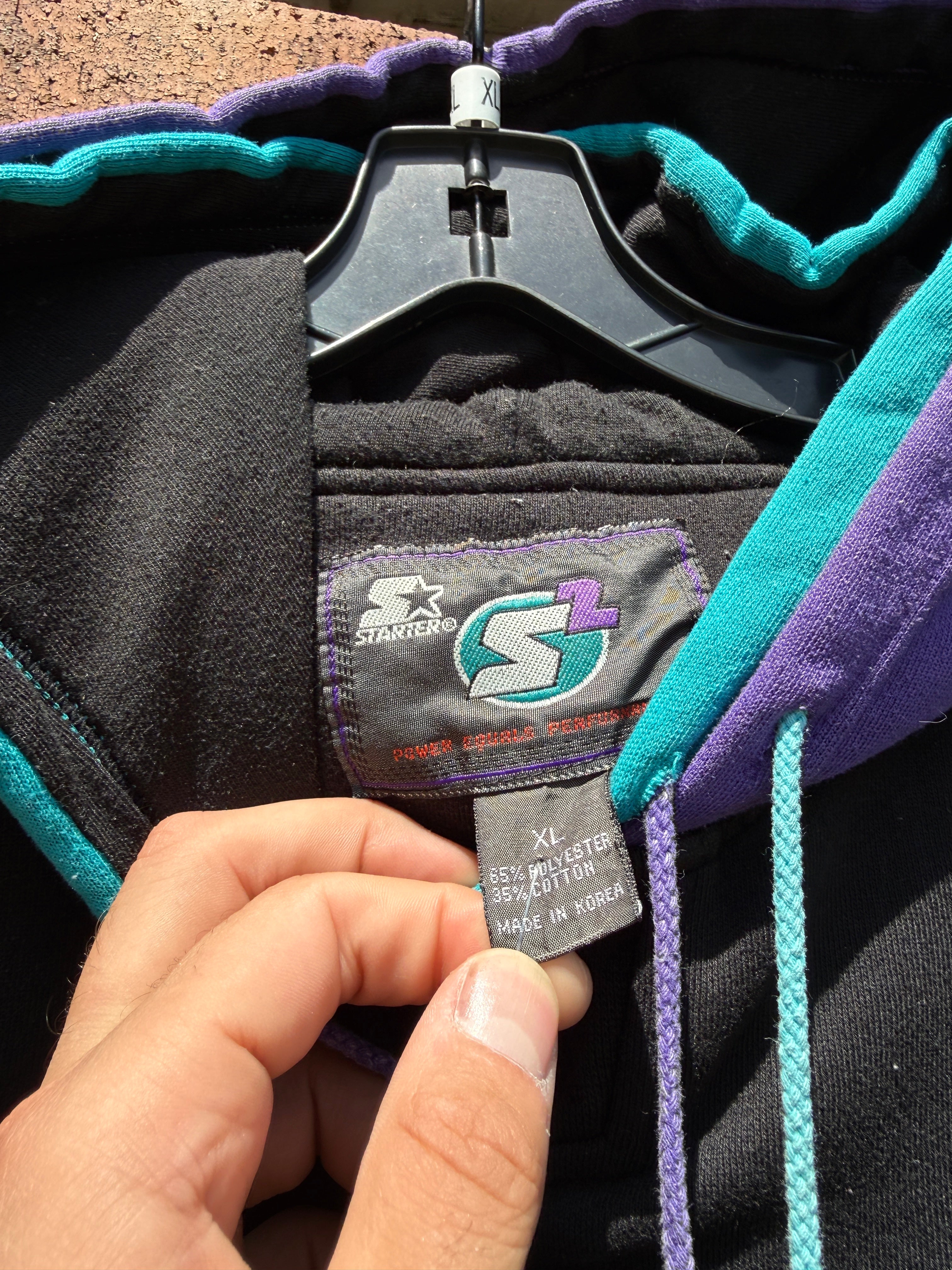 90s Starter Double Hood Sweatshirt Black / Purple Size XL