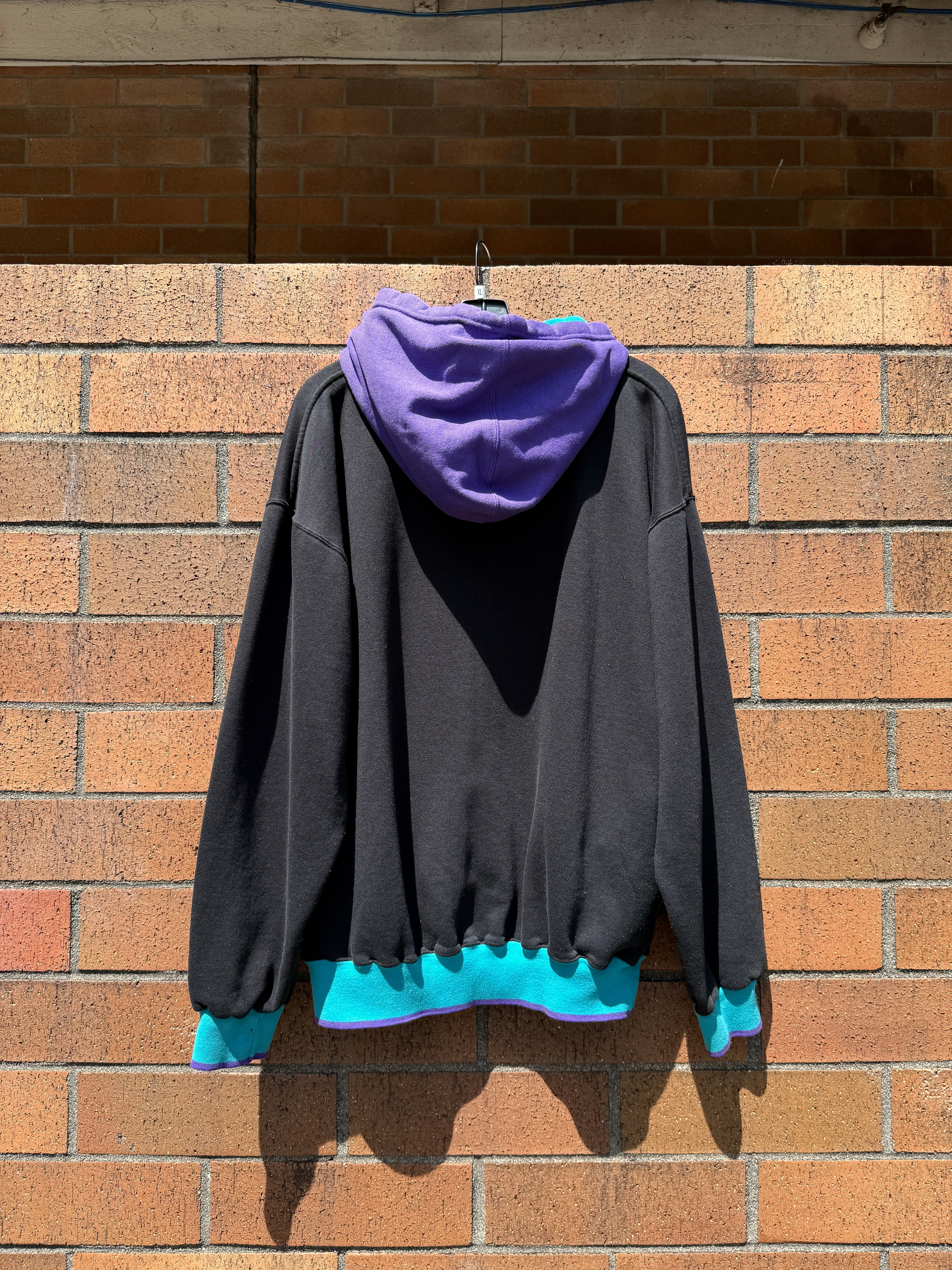 90s Starter Double Hood Sweatshirt Black / Purple Size XL