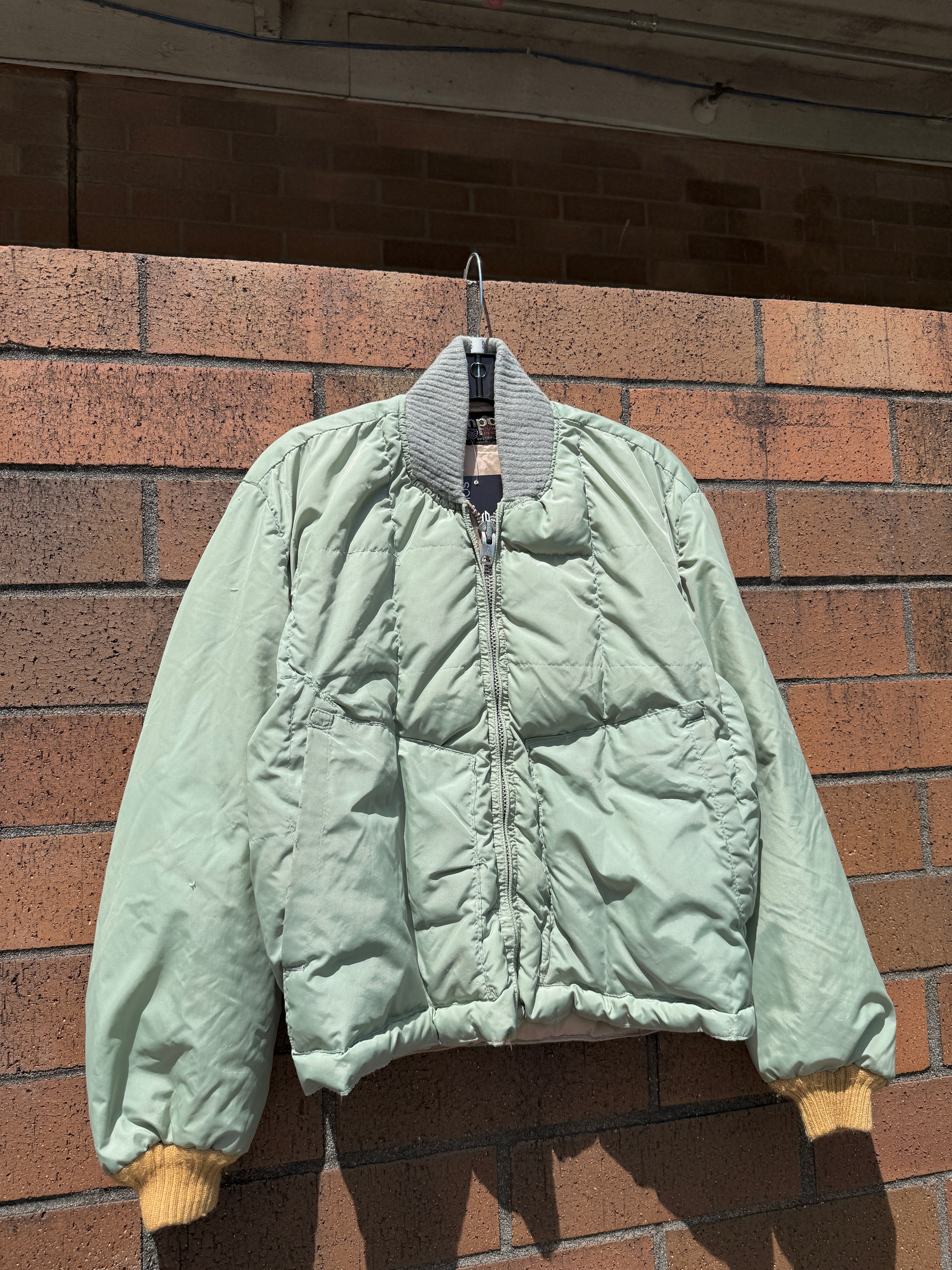 70s Tempco Wool Accent Sage Green Down Bomber Size Small