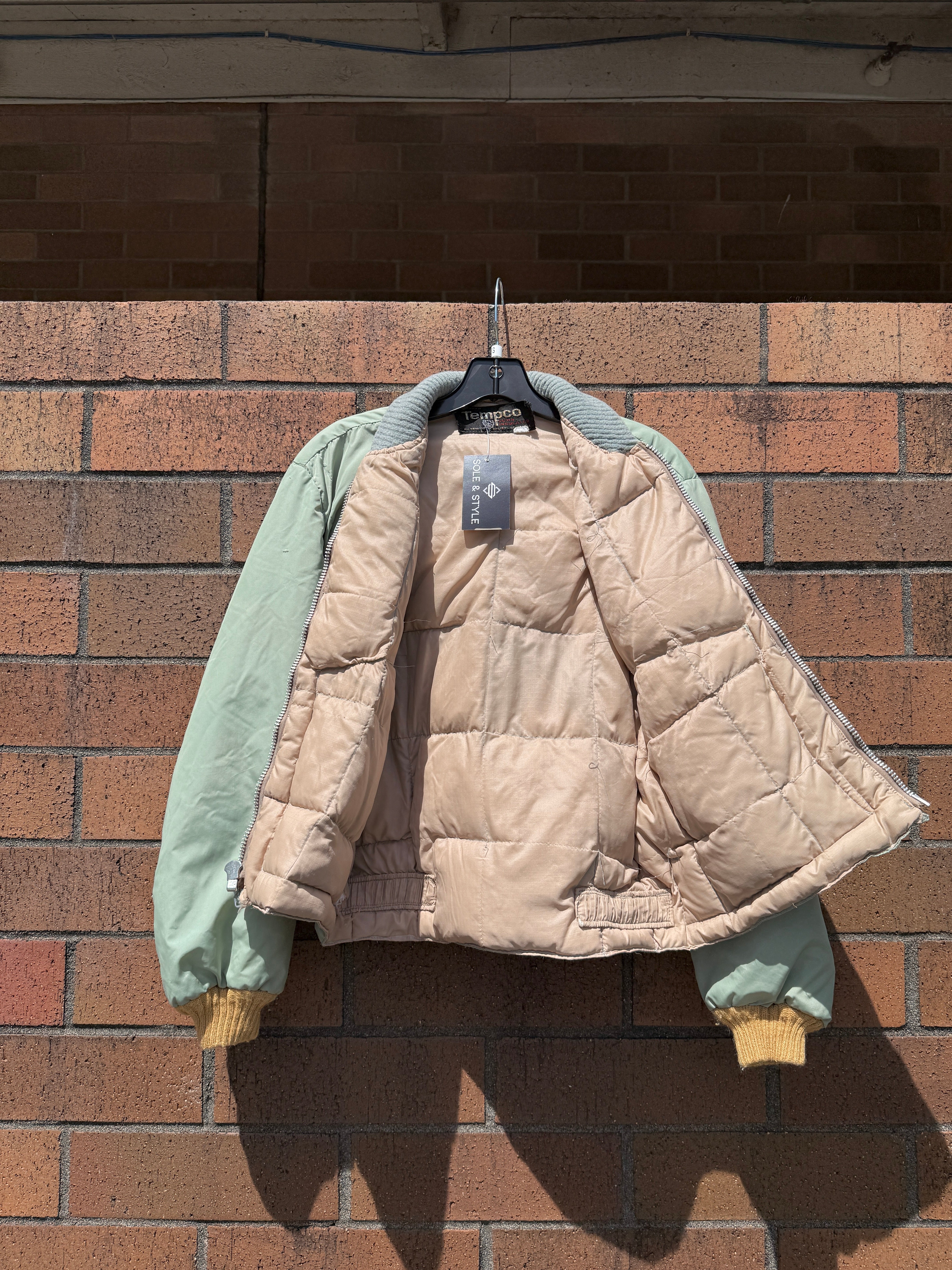 70s Tempco Wool Accent Sage Green Down Bomber Size Small