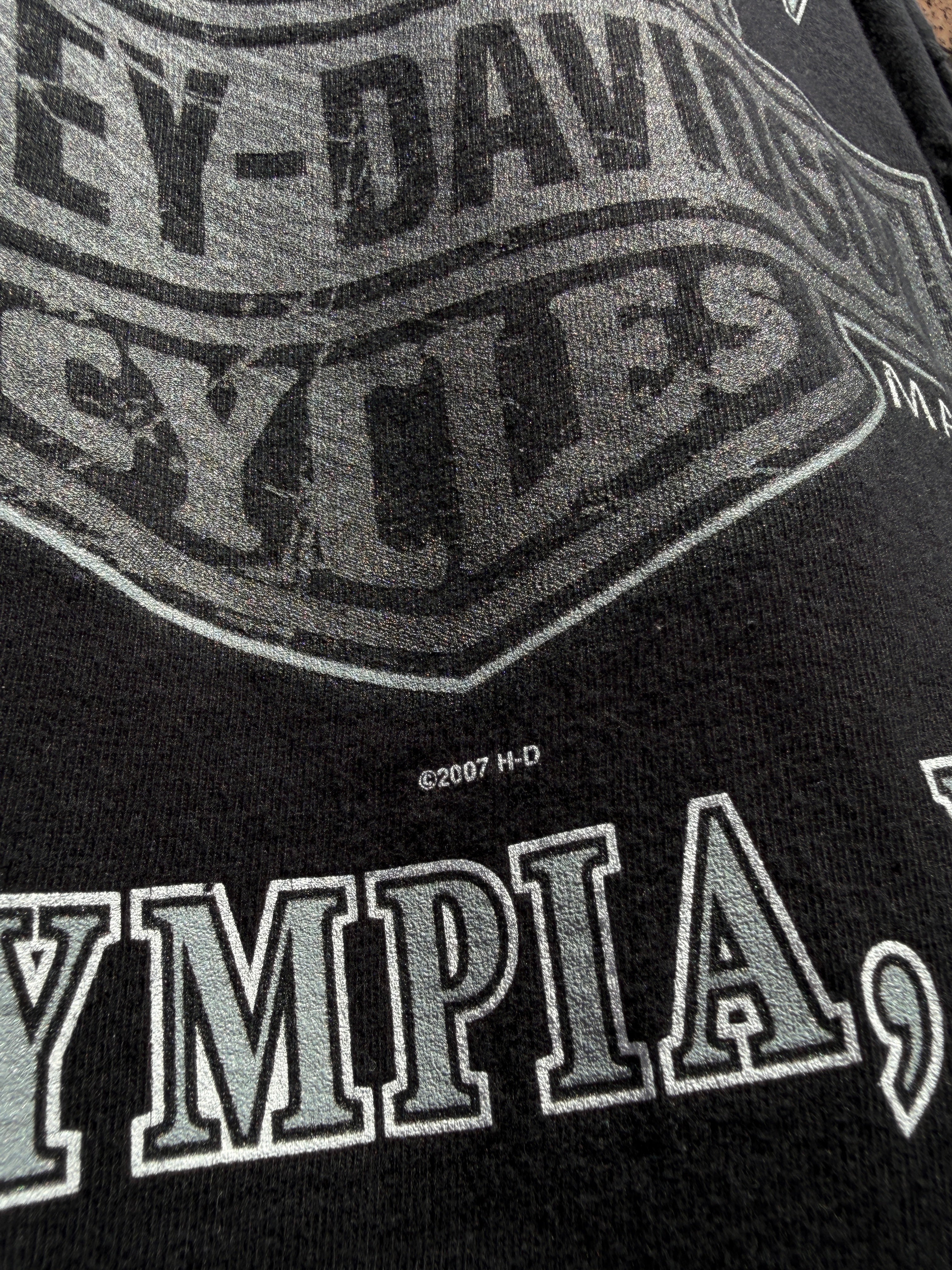 2007 Harley Davidson Olympia Classic Black Tee Size XXL
