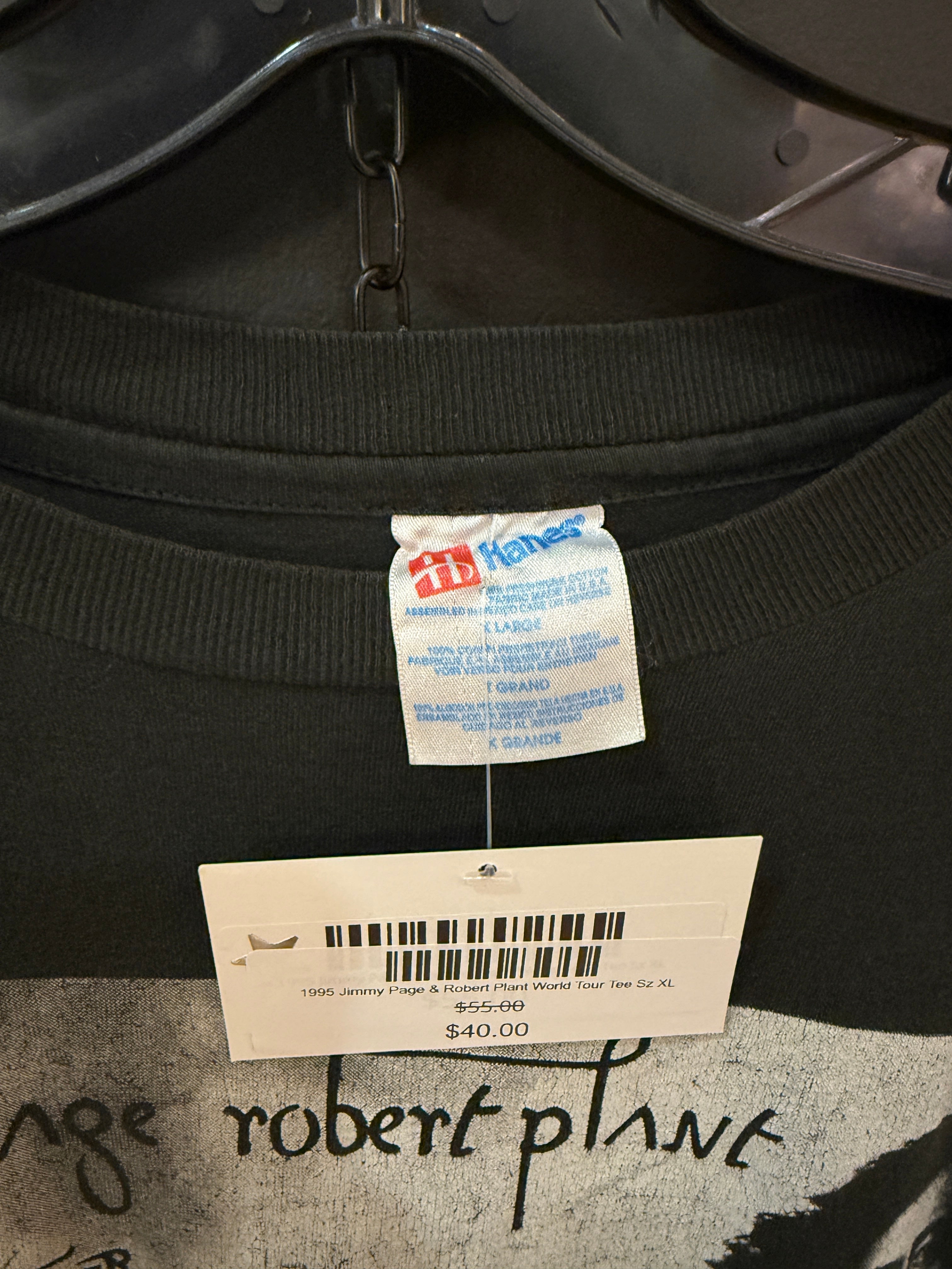 1995 Jimmy Page & Robert Plant World Tour Tee Sz XL