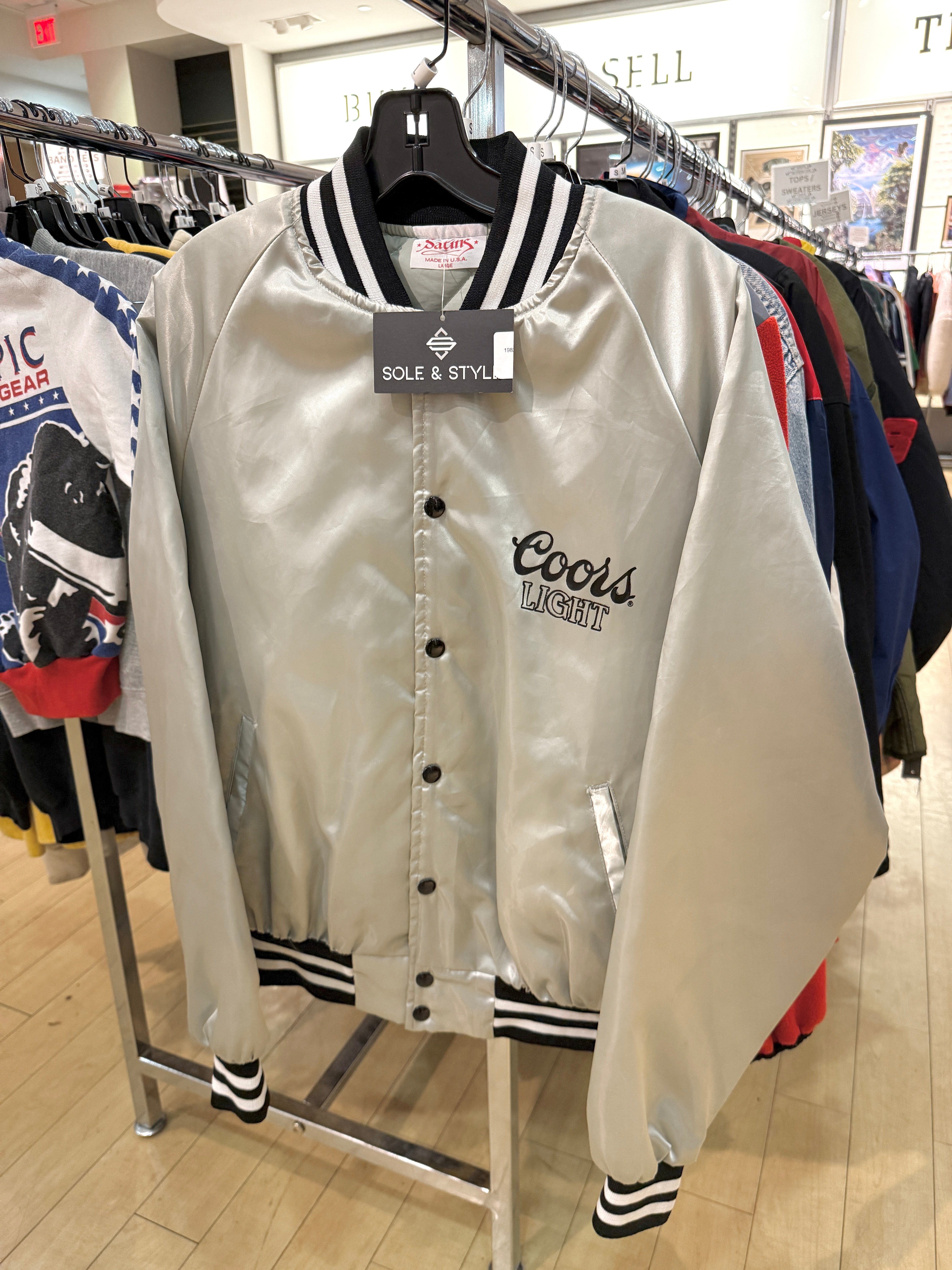 1982 Coors Light Silver Bullet Satin Jacket Sz L