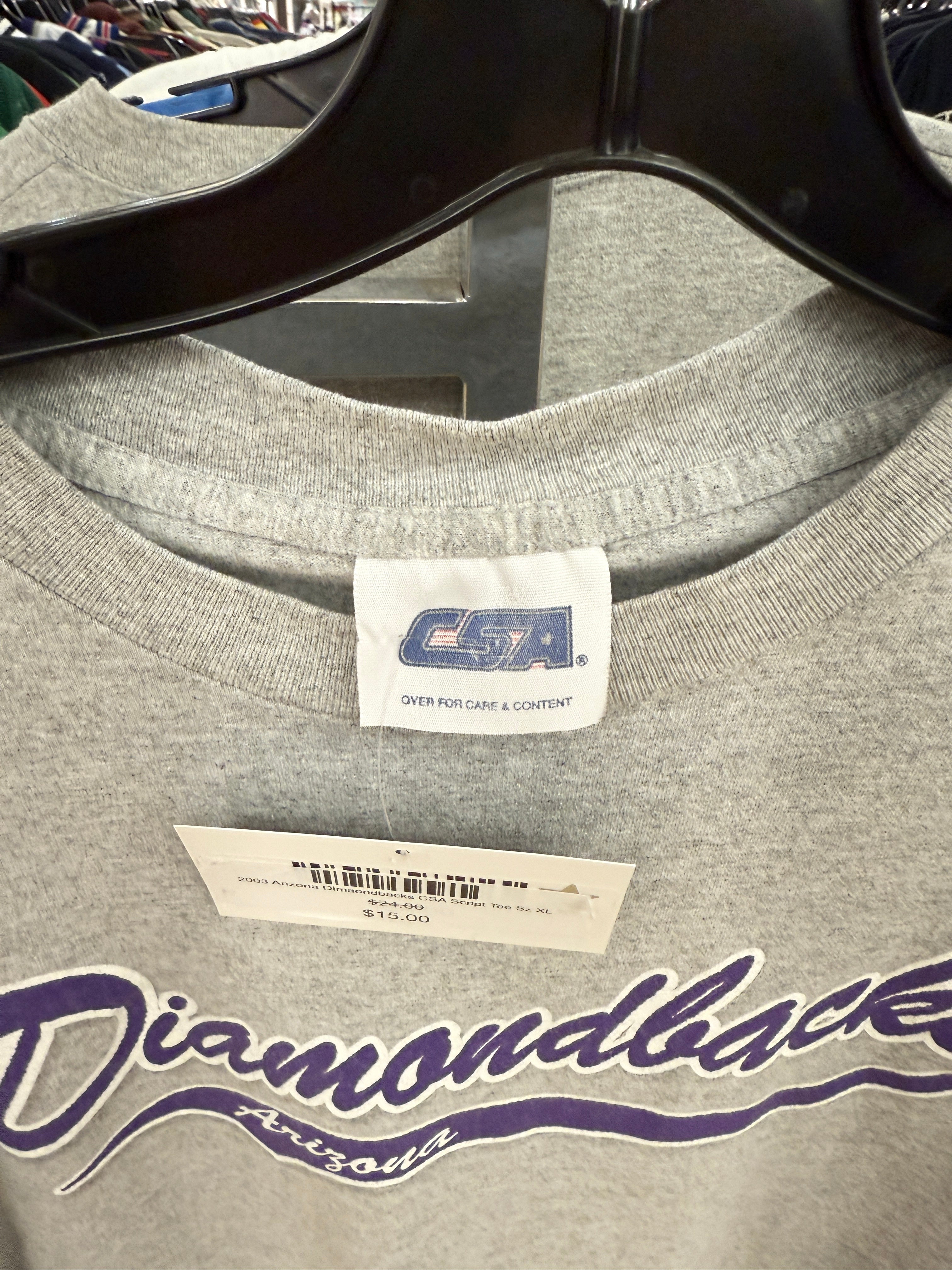 2003 Arizona Dimaondbacks CSA Script Tee Sz XL