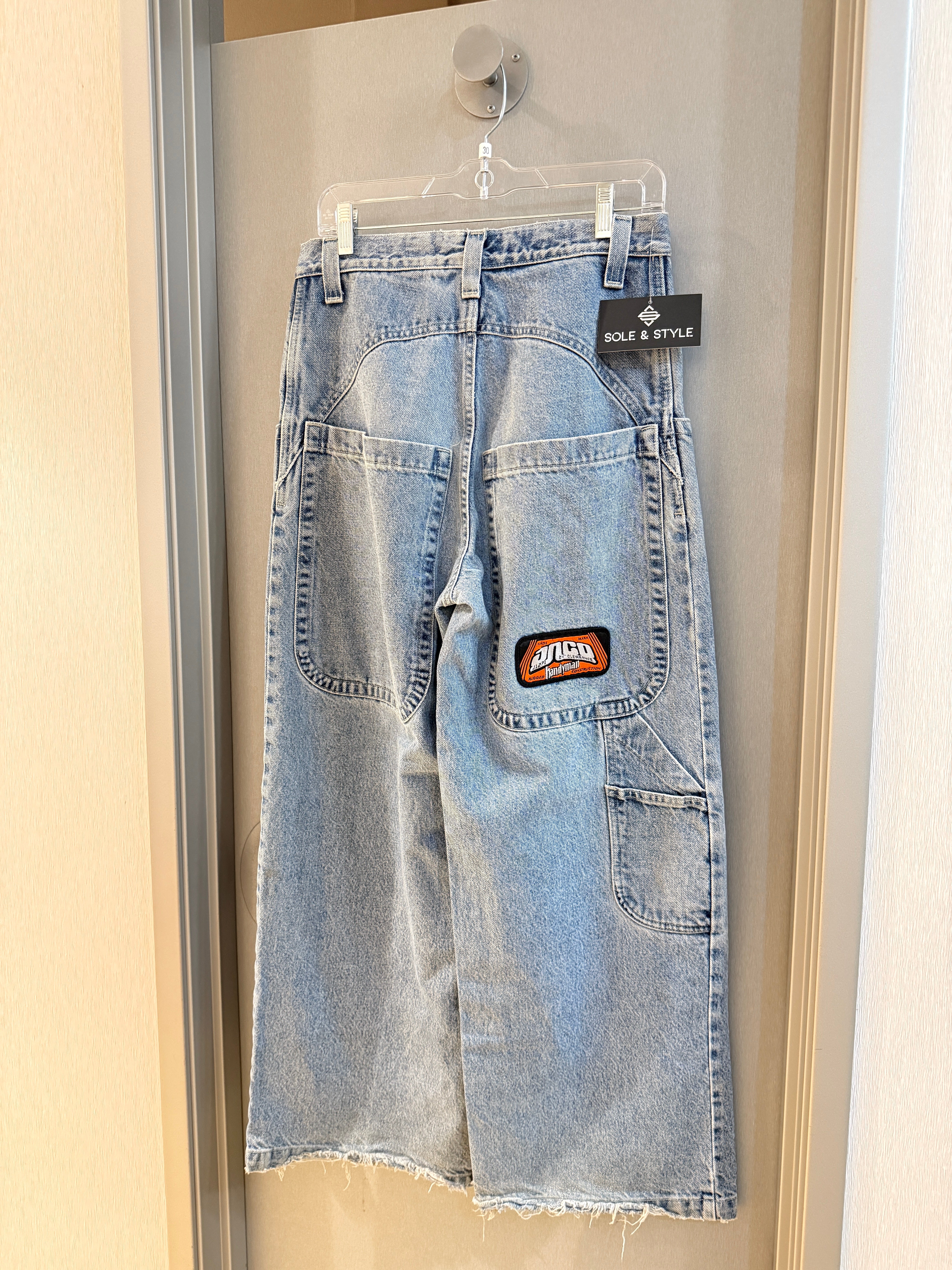 90s JNCO Jeans Handyman Light Wash Denim Carpenter Pants Sz 30x30