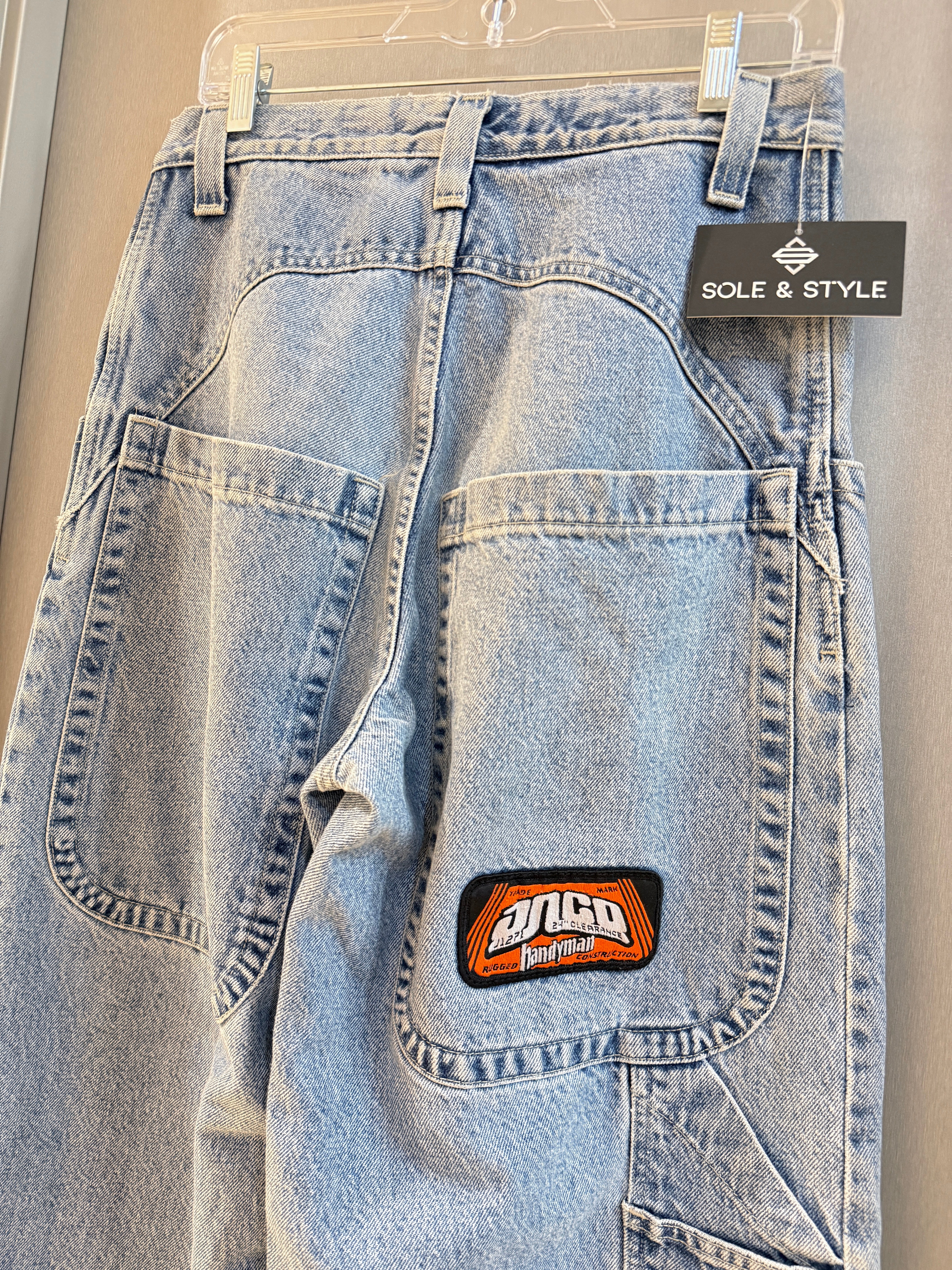 90s JNCO Jeans Handyman Light Wash Denim Carpenter Pants Sz 30x30