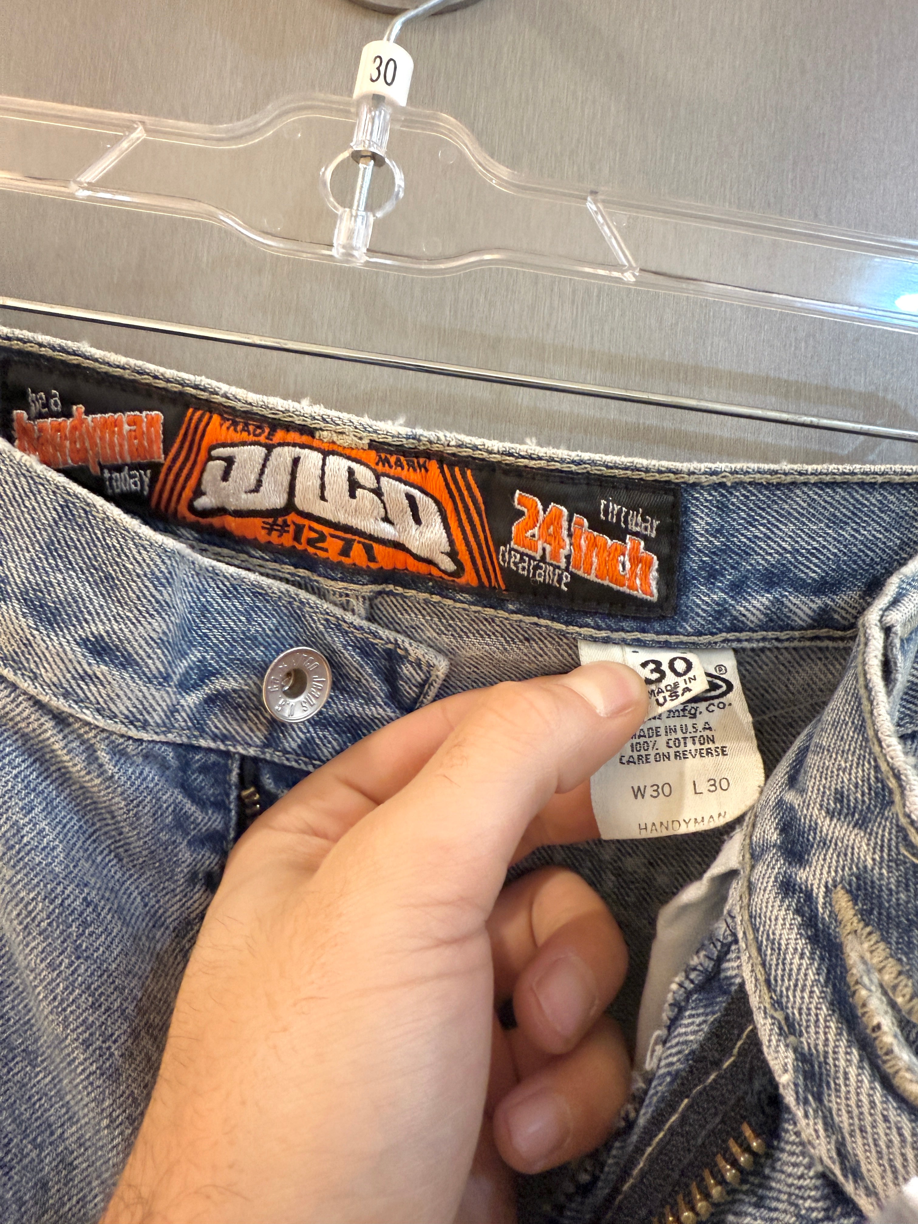 90s JNCO Jeans Handyman Light Wash Denim Carpenter Pants Sz 30x30