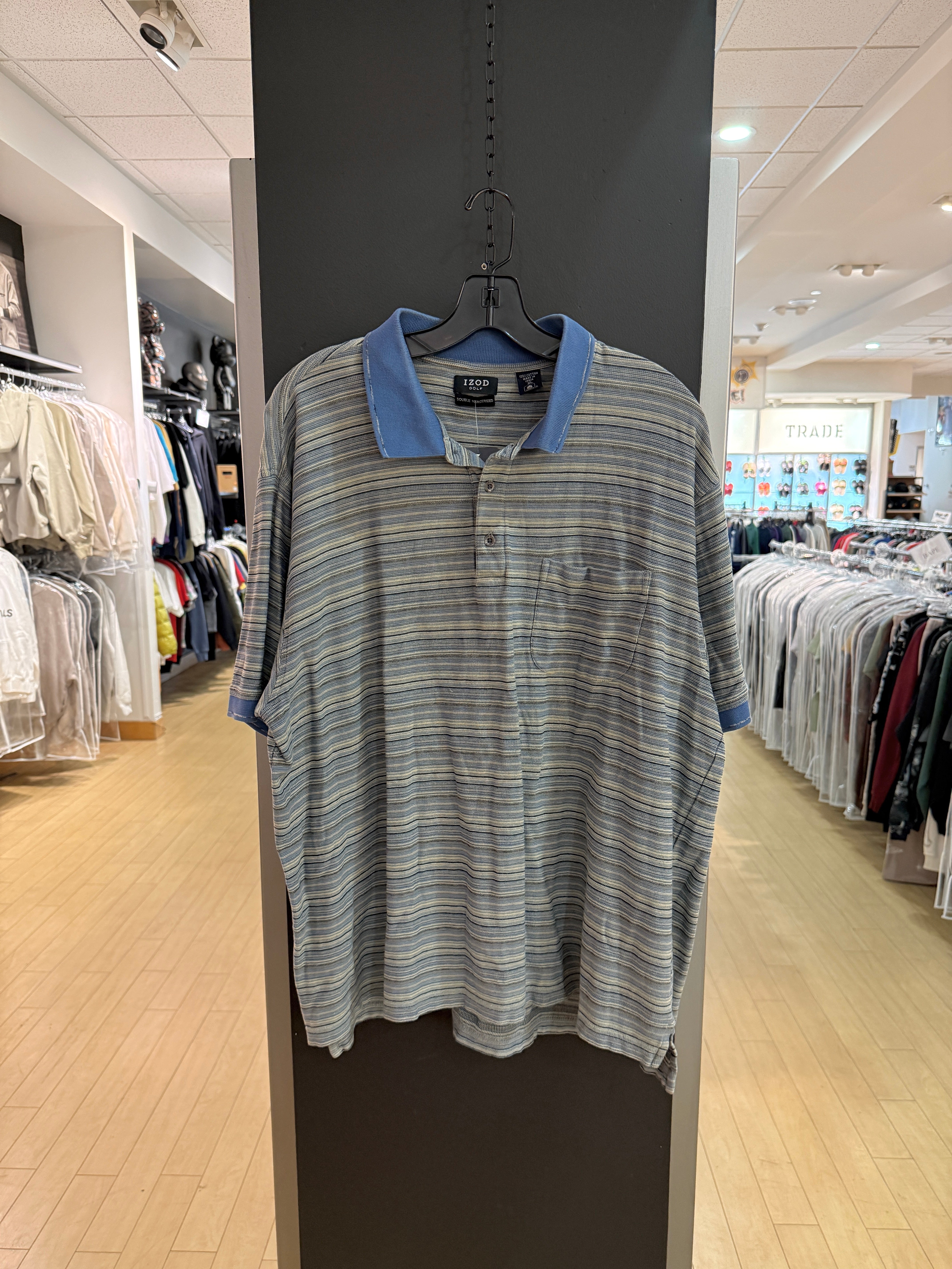 Y2K Izod Golf Double Mercerized Striped Polo Shirt Size XL