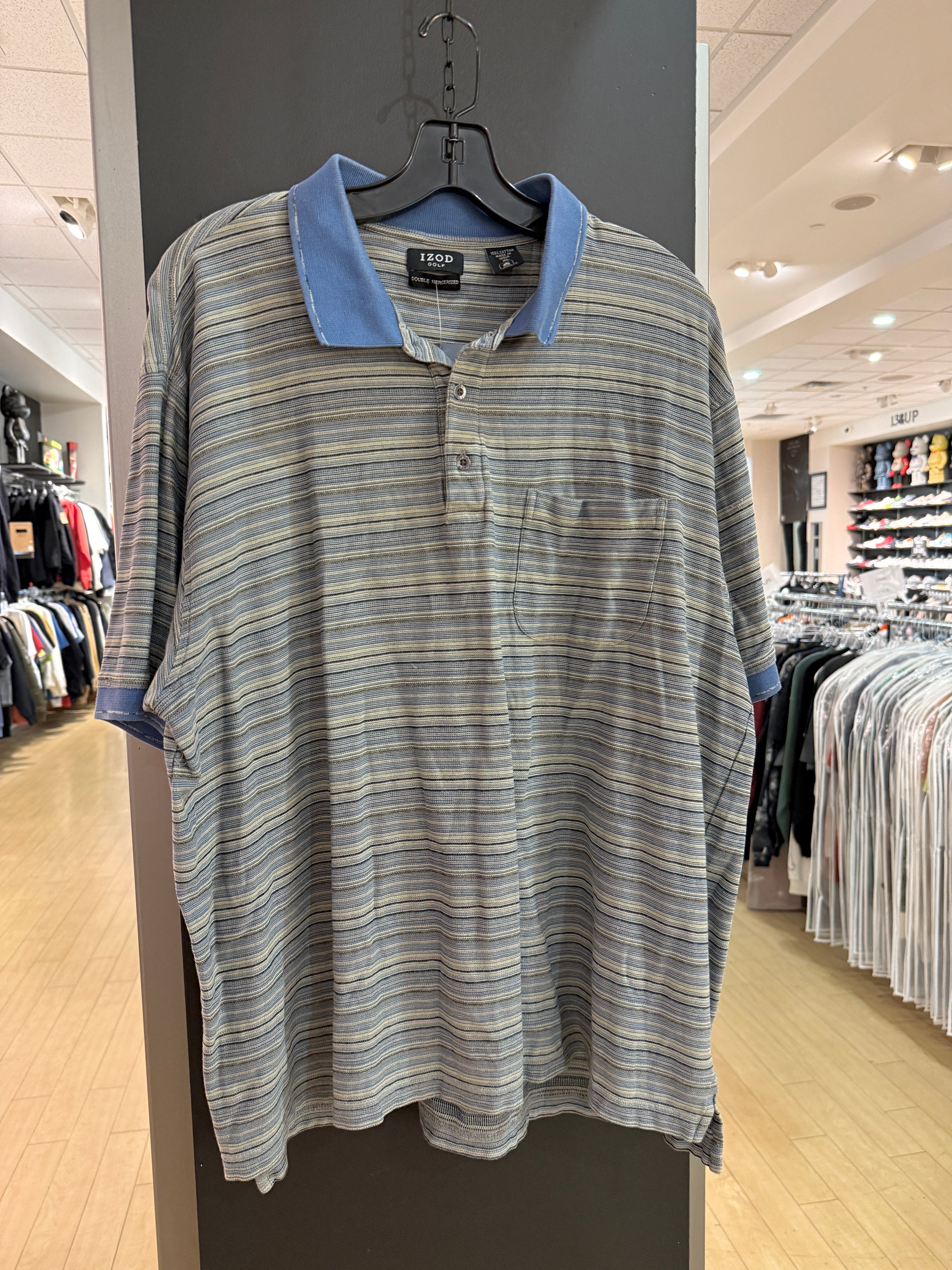 Y2K Izod Golf Double Mercerized Striped Polo Shirt Size XL