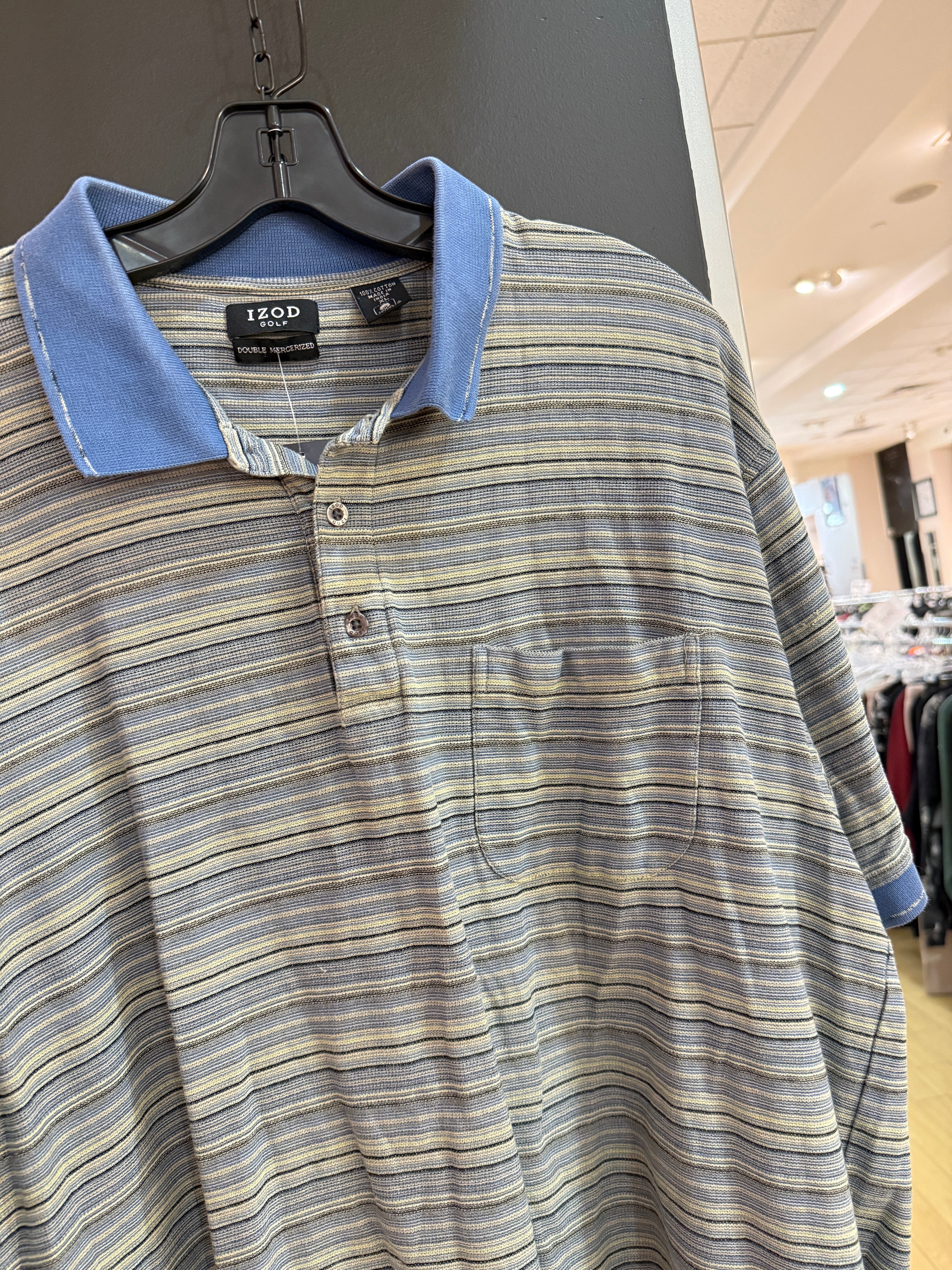 Y2K Izod Golf Double Mercerized Striped Polo Shirt Size XL