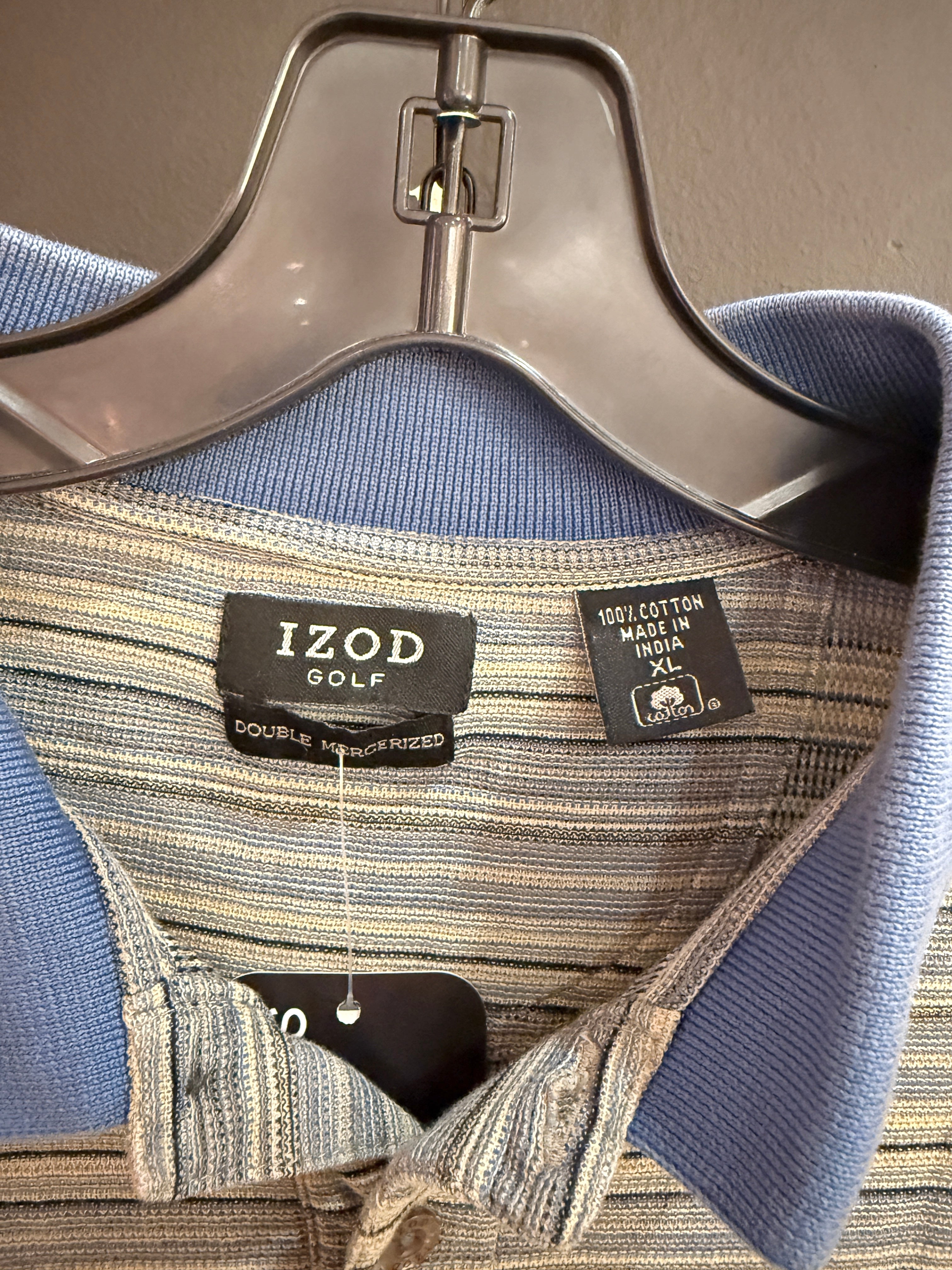 Y2K Izod Golf Double Mercerized Striped Polo Shirt Size XL