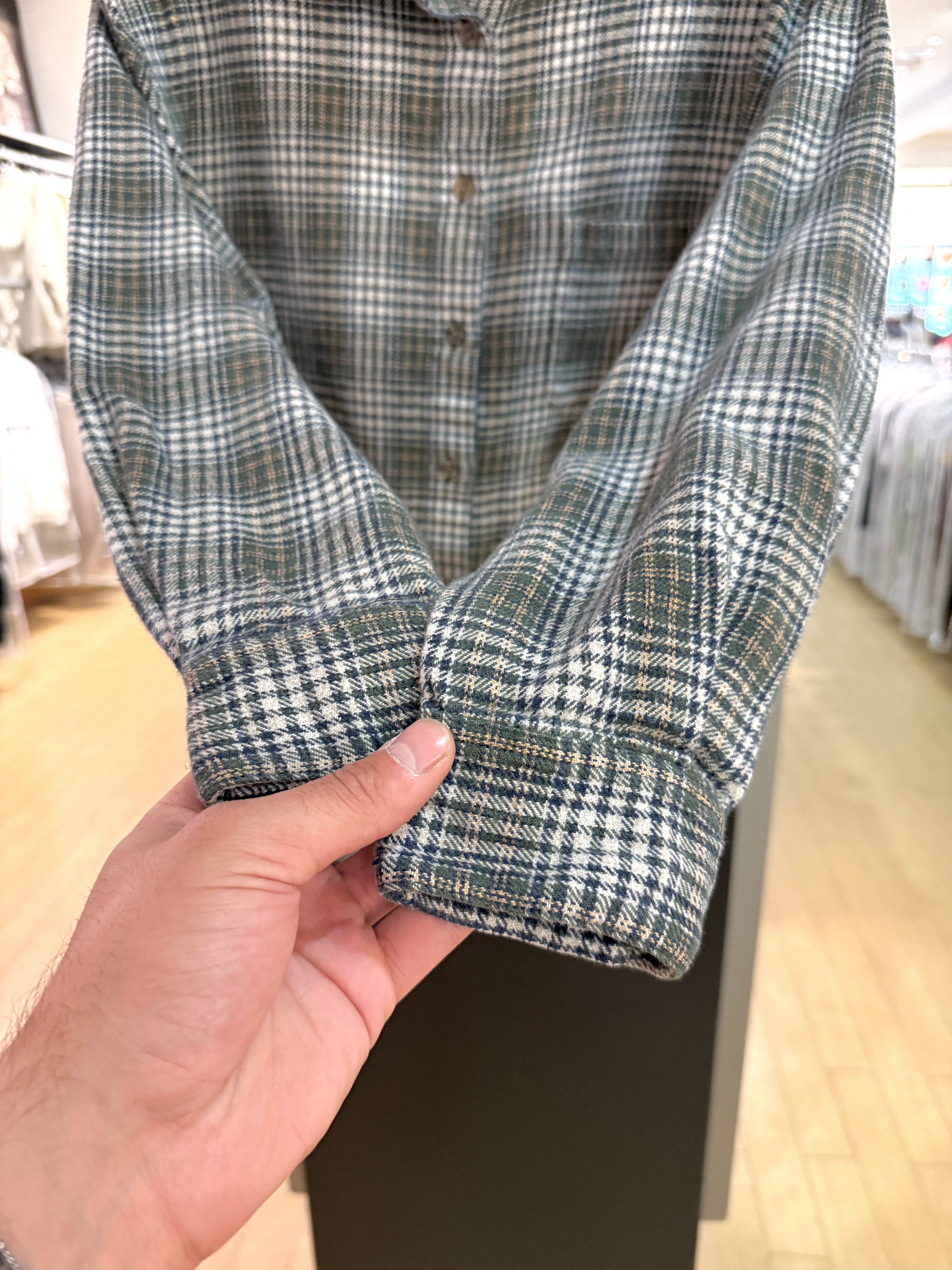 90s High Sierra Olive Green Twill Plaid Flannel Size L