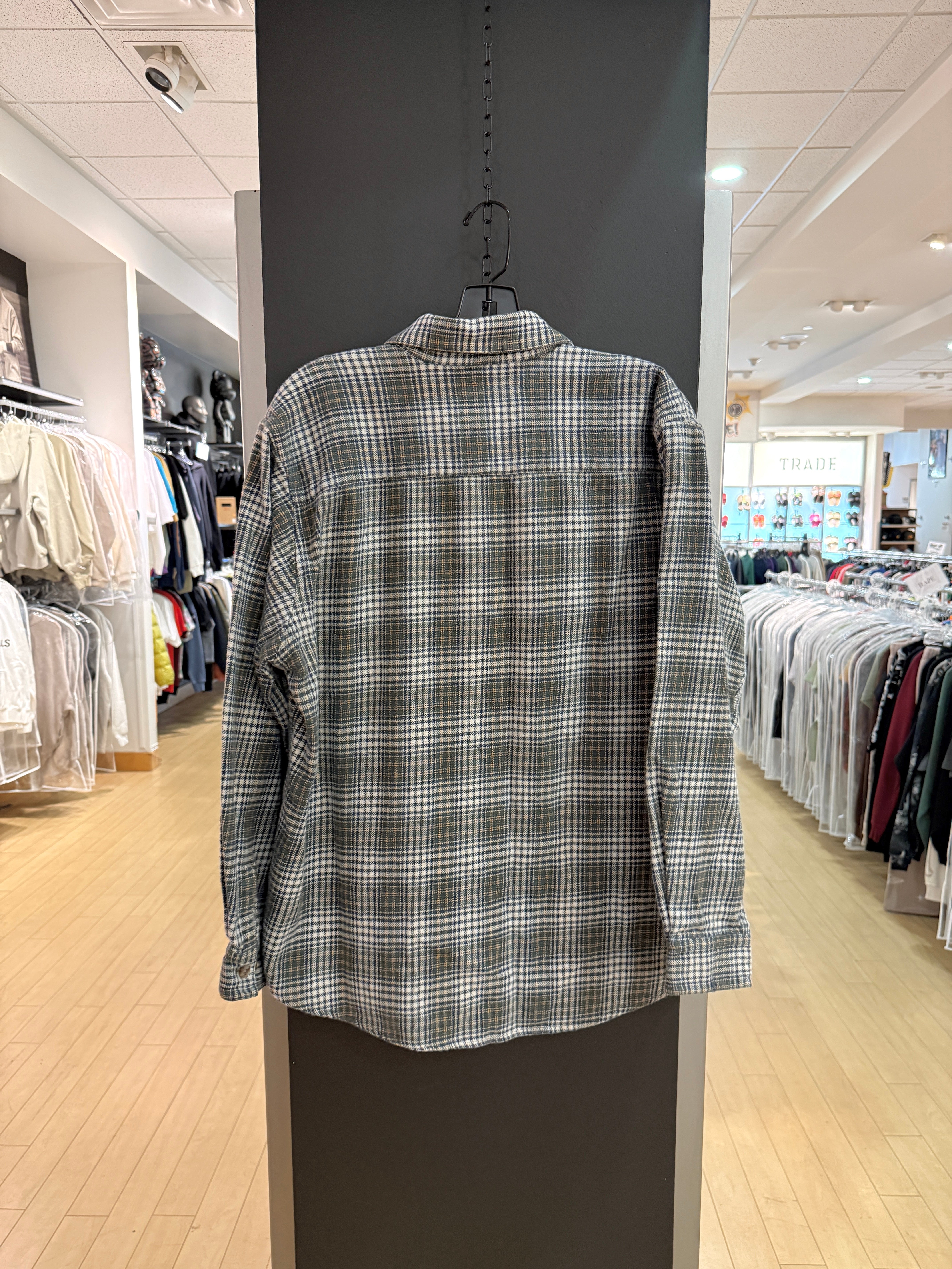 90s High Sierra Olive Green Twill Plaid Flannel Size L