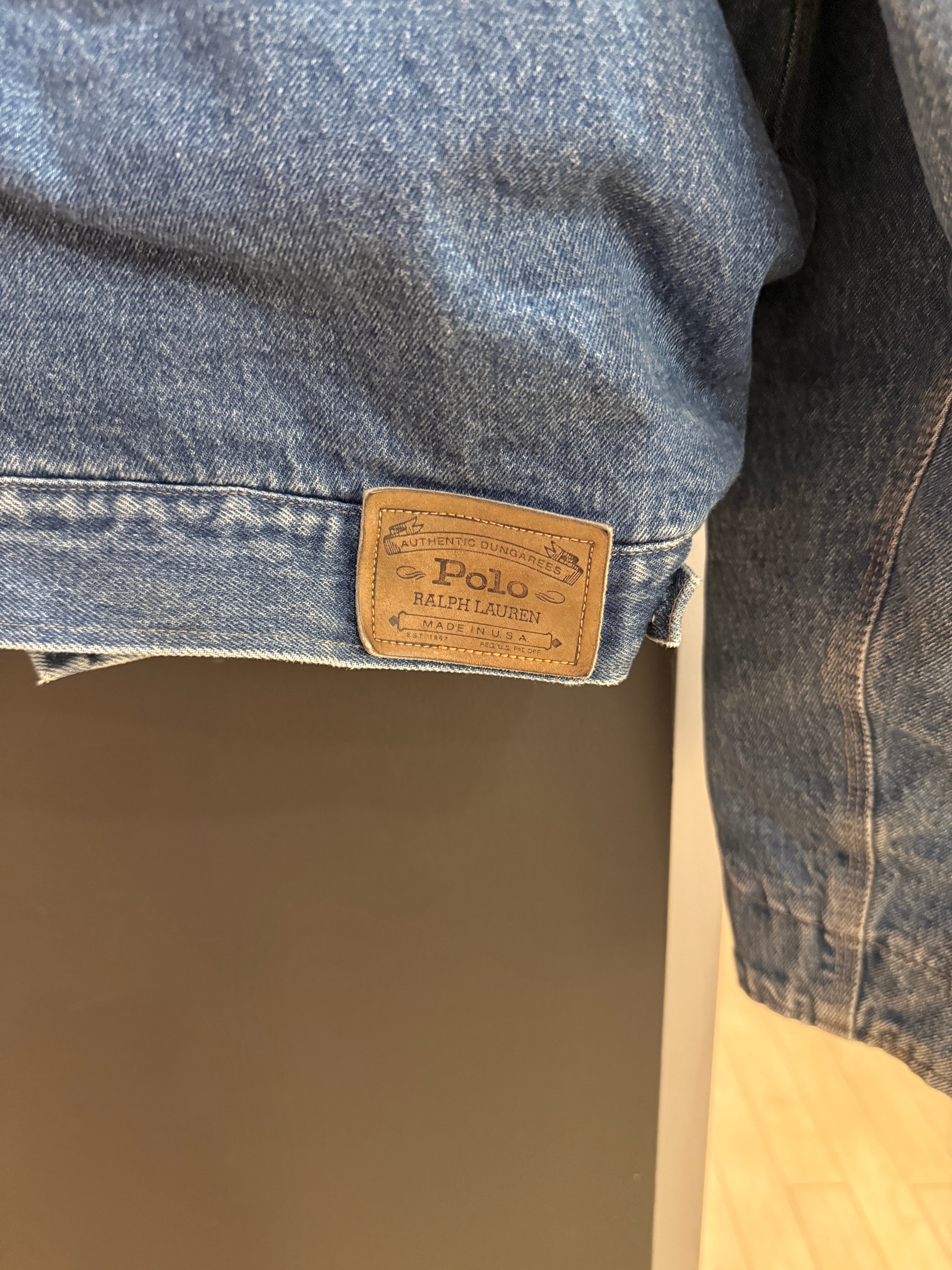 90s Polo Ralph Lauren Blanket Lined Denim Chore Coat Size XL