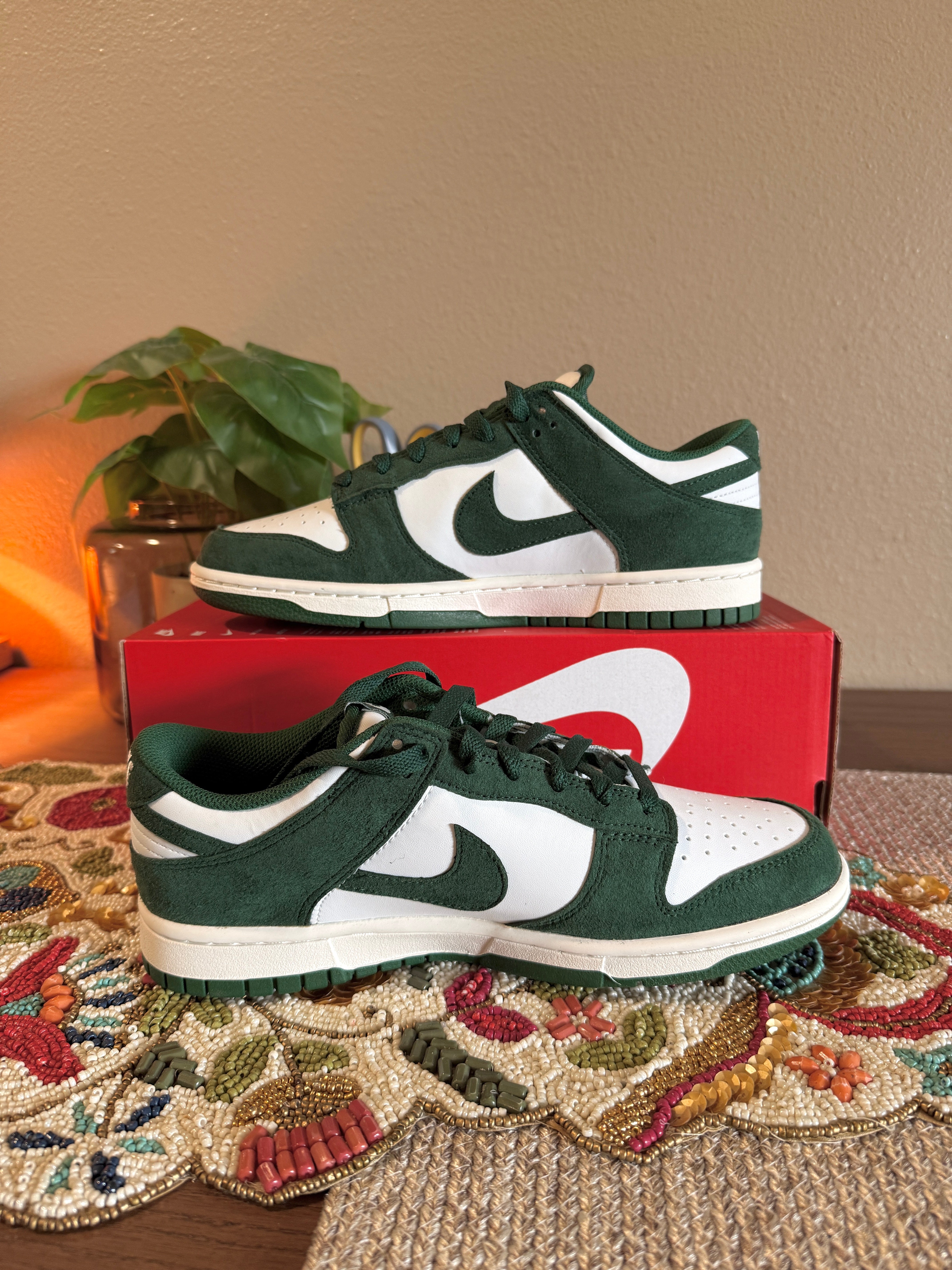 Nike Dunk Low Gorge Green Gold Mini Swoosh Size 8.5 Men's MISSING LID
