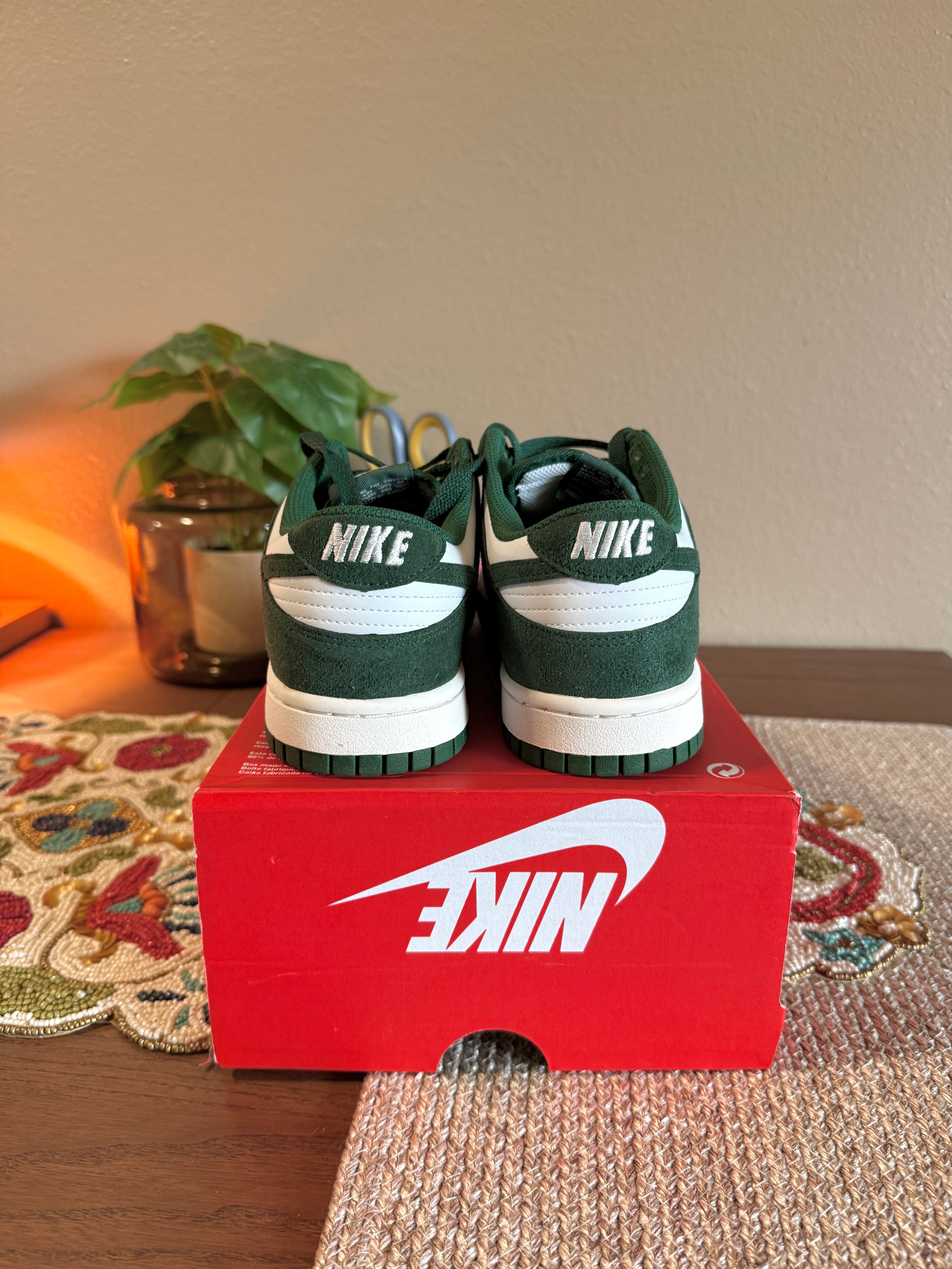 Nike Dunk Low Gorge Green Gold Mini Swoosh Size 8.5 Men's MISSING LID