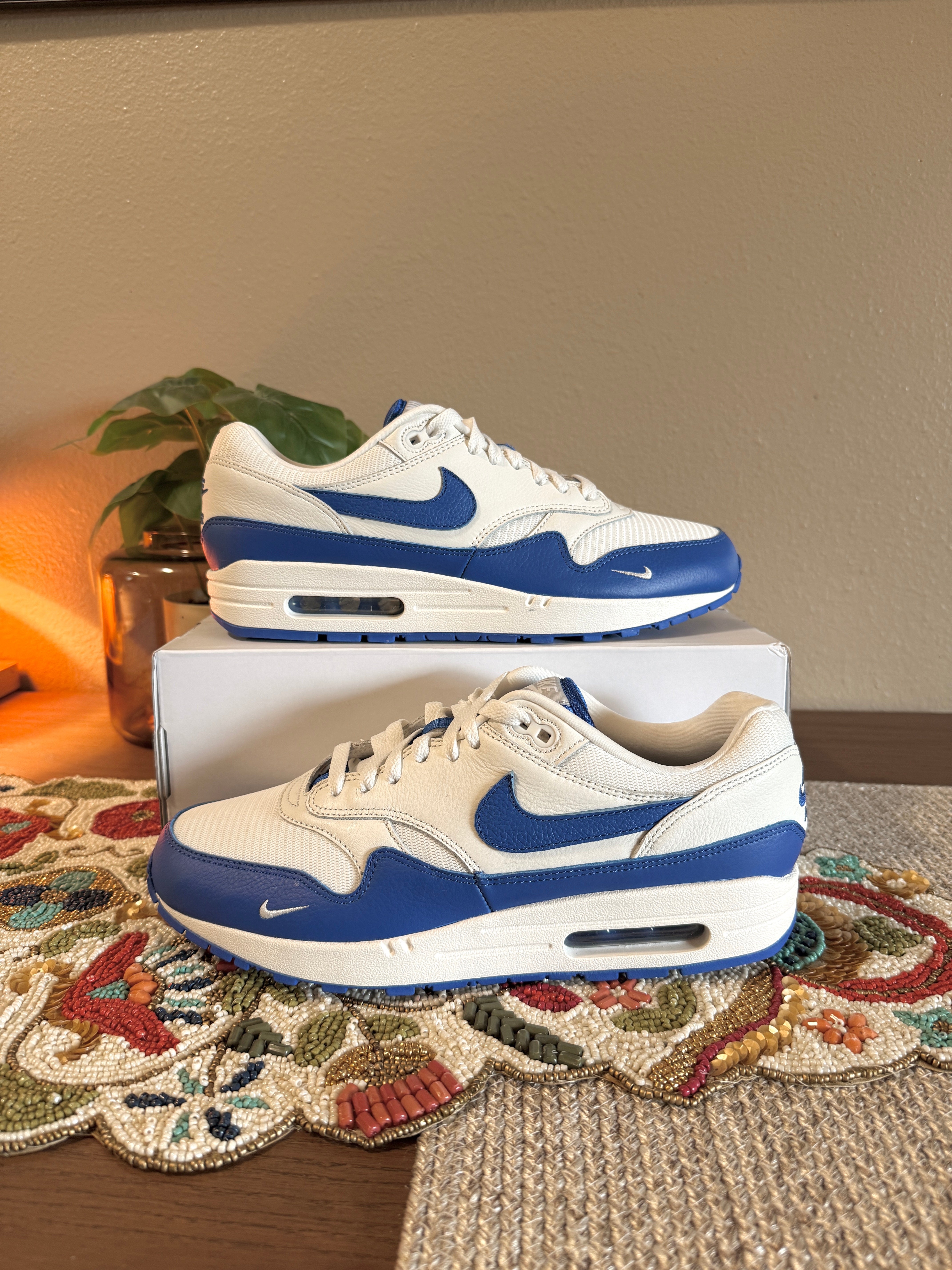 Nike ID By You Air Max 1 White / Royal Blue Size 9.5 Men's MISSING LID