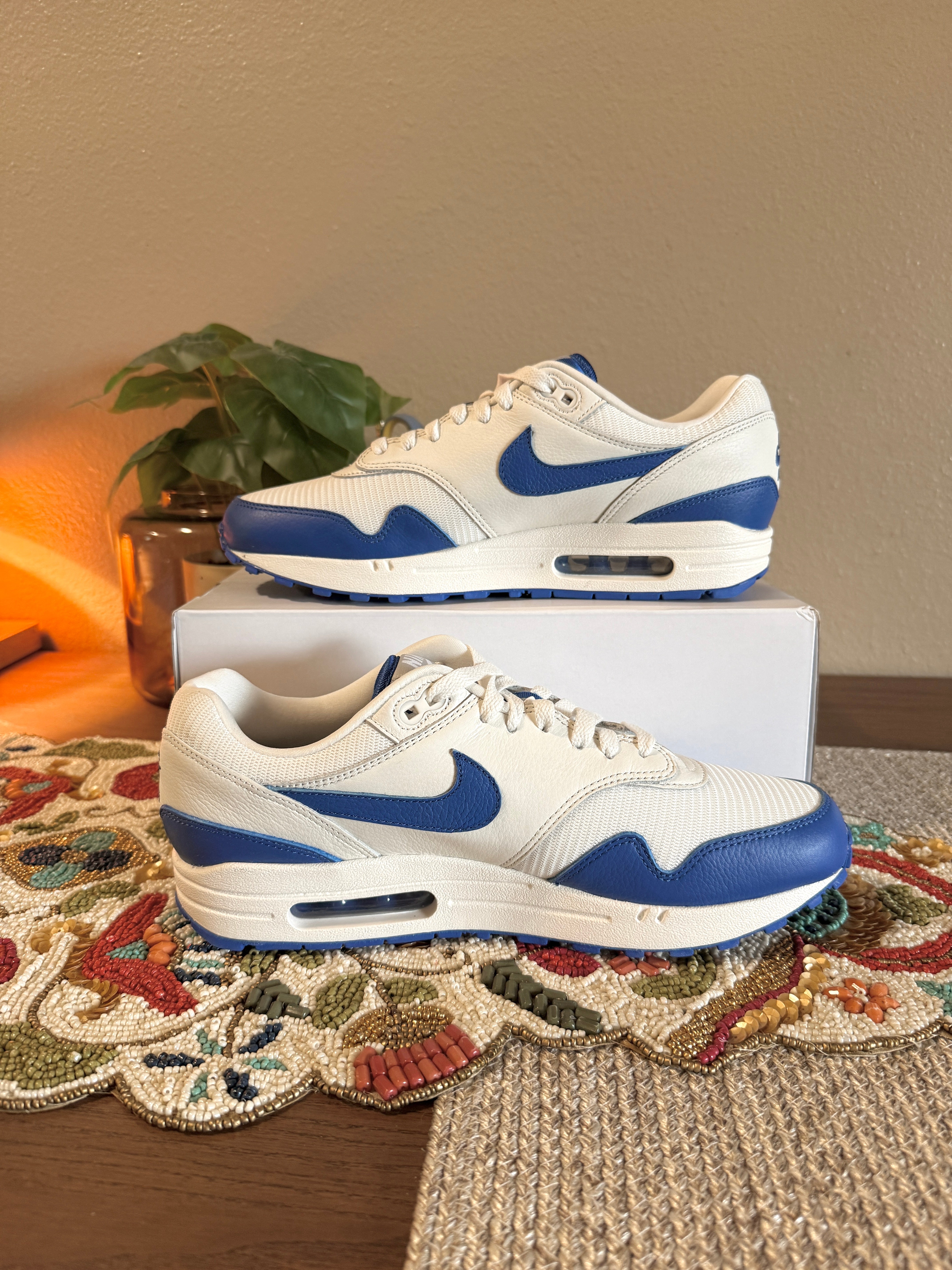Nike ID By You Air Max 1 White / Royal Blue Size 9.5 Men's MISSING LID