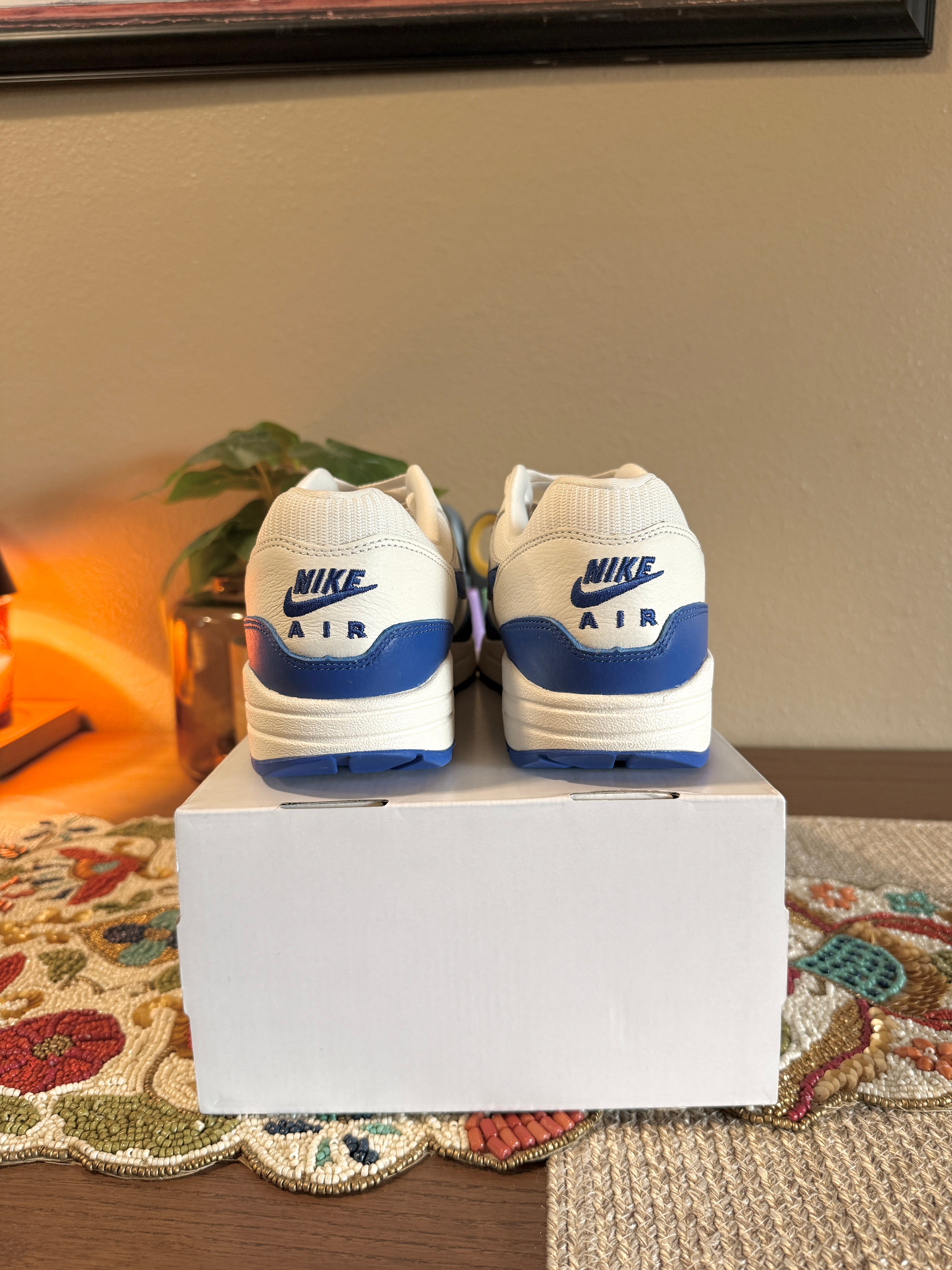 Nike ID By You Air Max 1 White / Royal Blue Size 9.5 Men's MISSING LID
