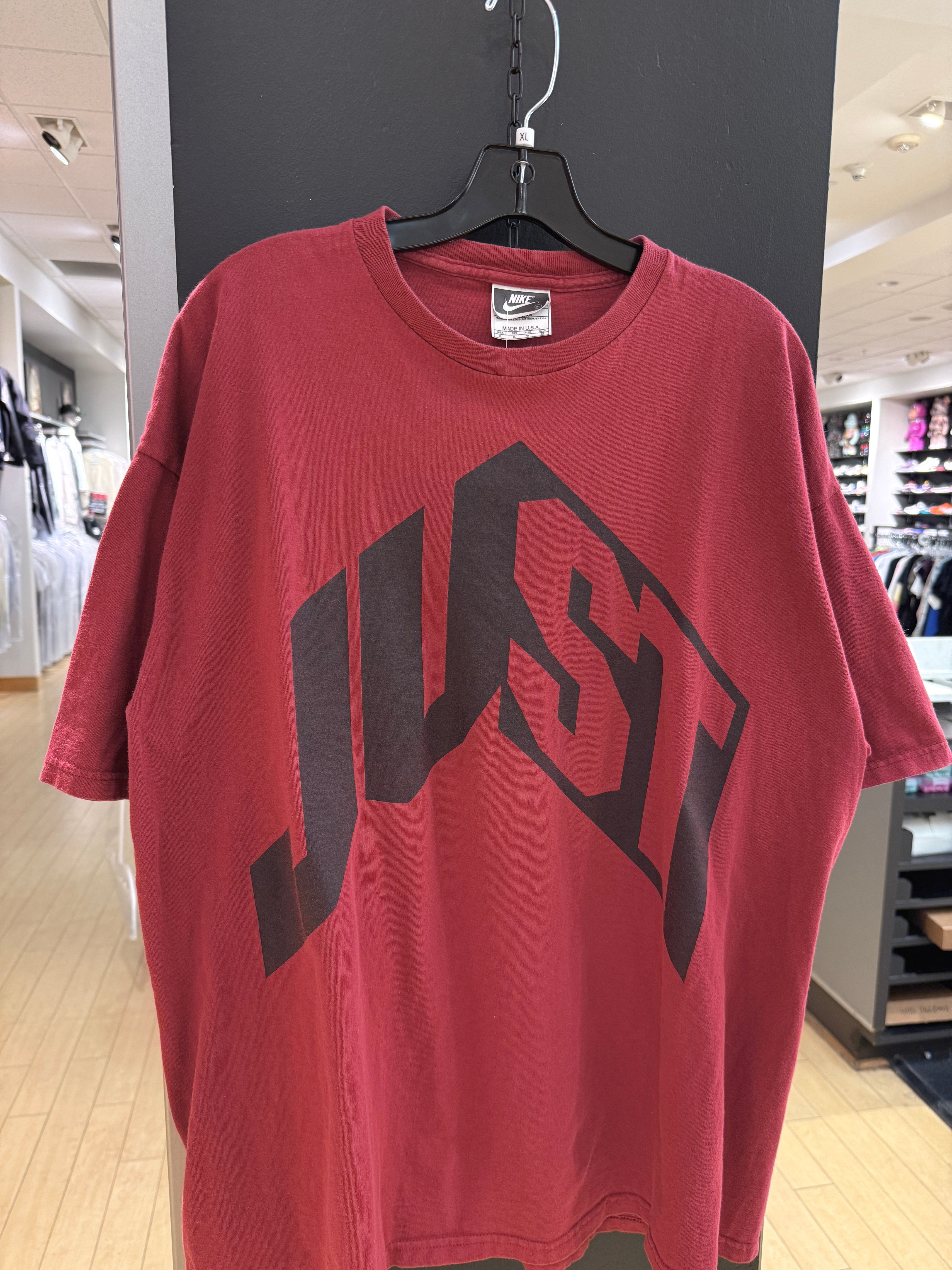 90s Nike Dark Red Just Do It Tee Sz XL