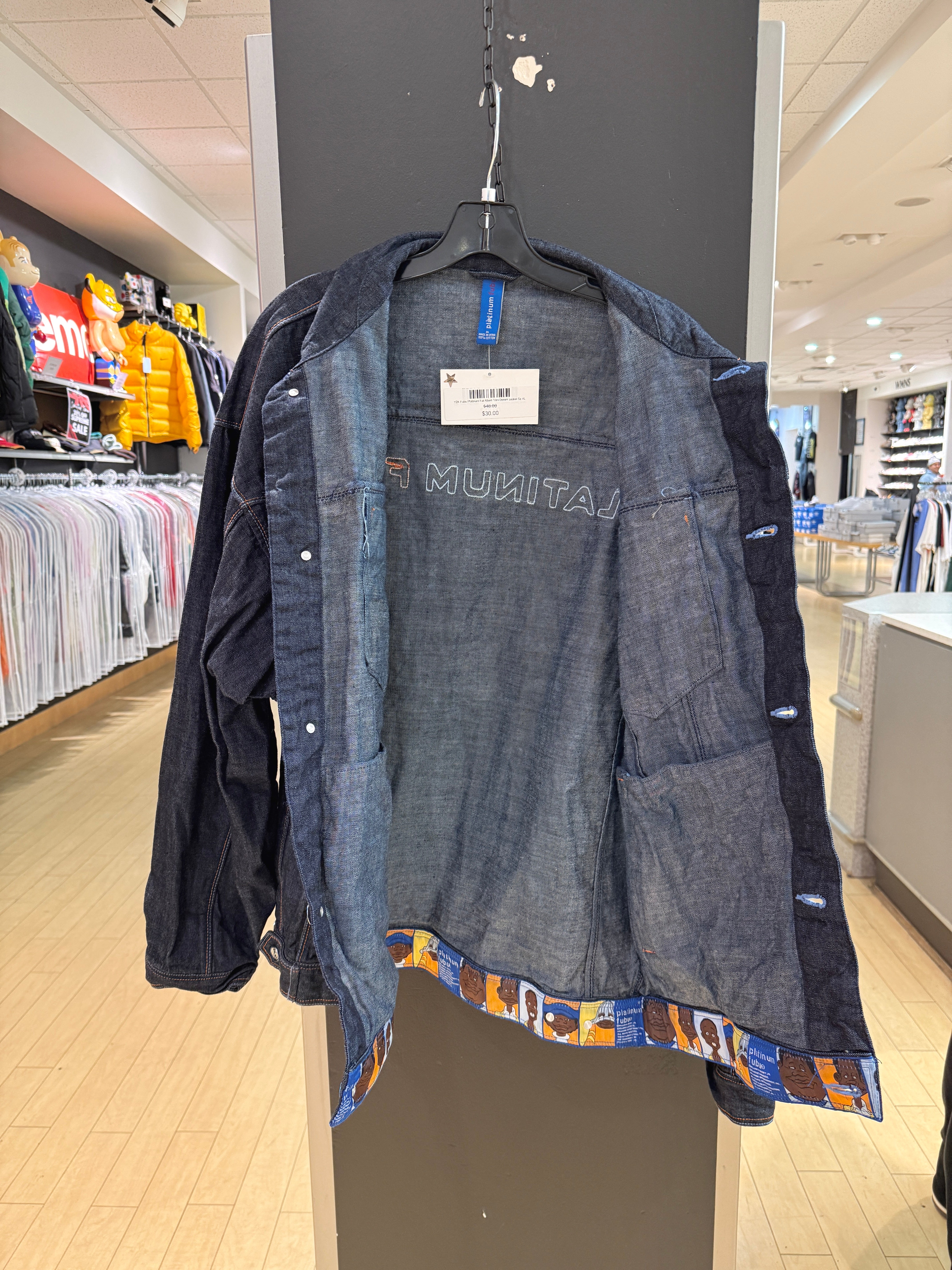 Y2K Fubu Platinum Fat Albert Trim Denim Jacket Sz XL
