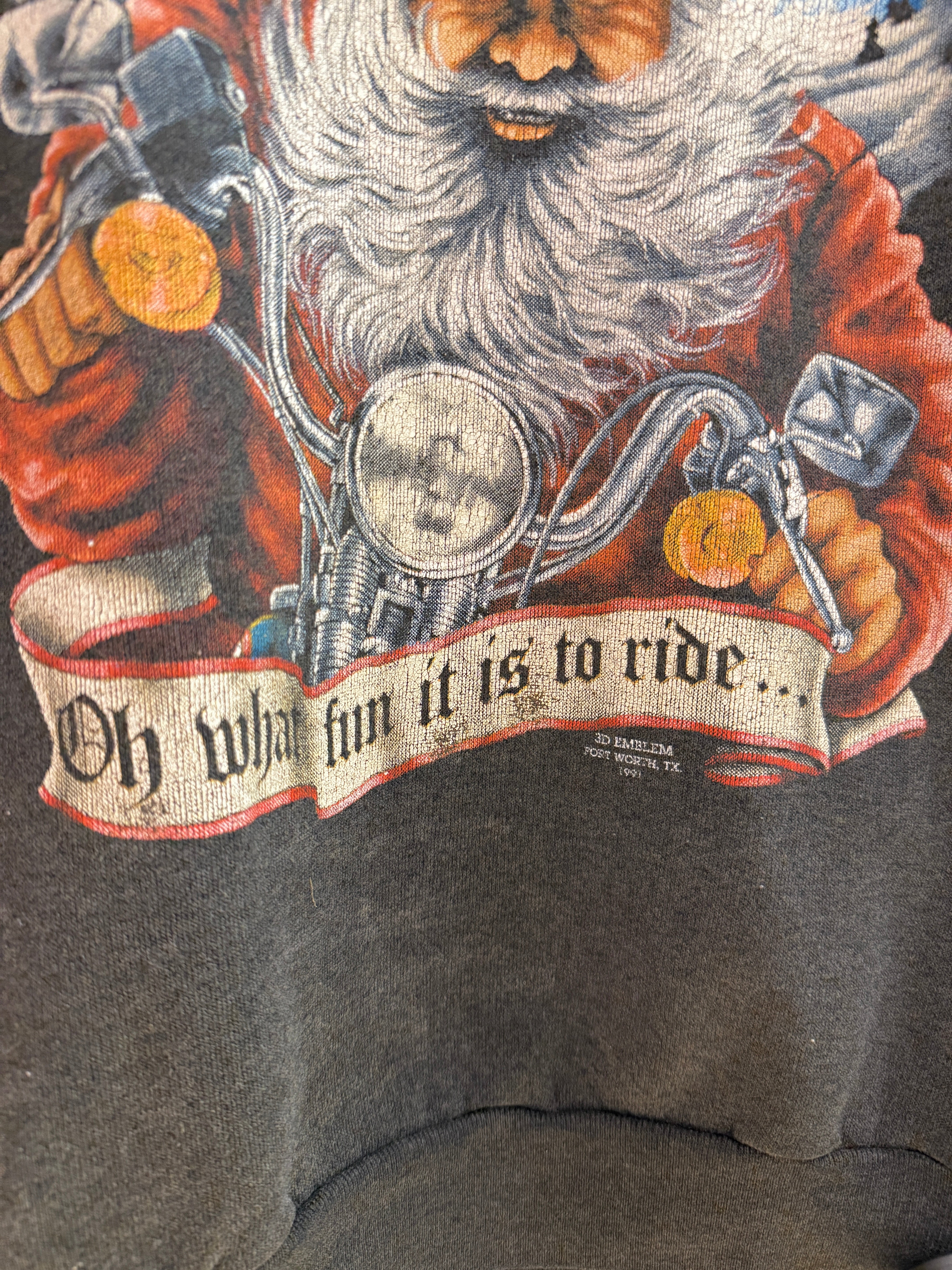 1991 Harley Davidson Tacoma Santa 3D Emblem Crewneck Sz M