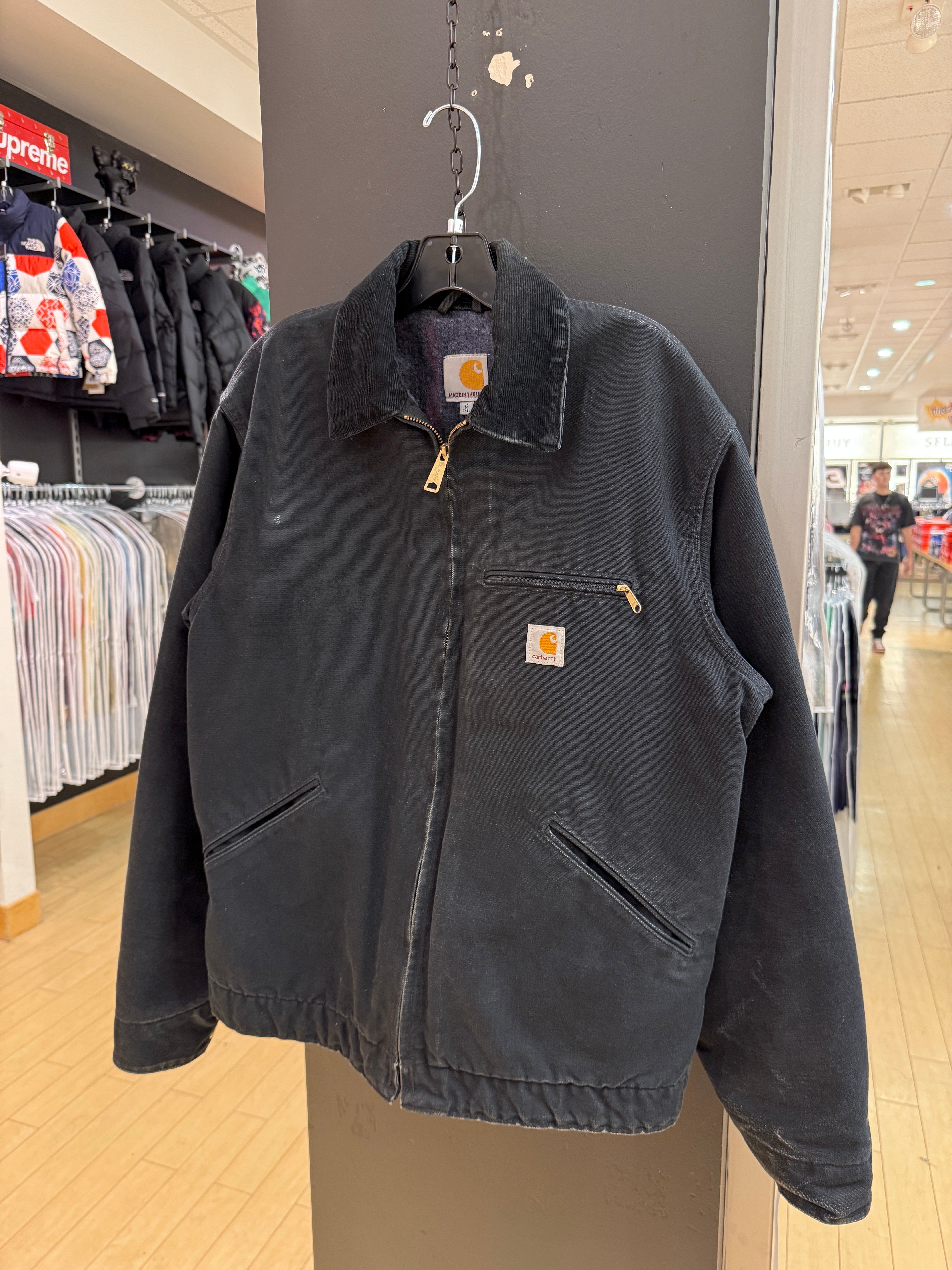 2015 Carhartt Black Blanket Lined Detroit Jacket Sz M Tall