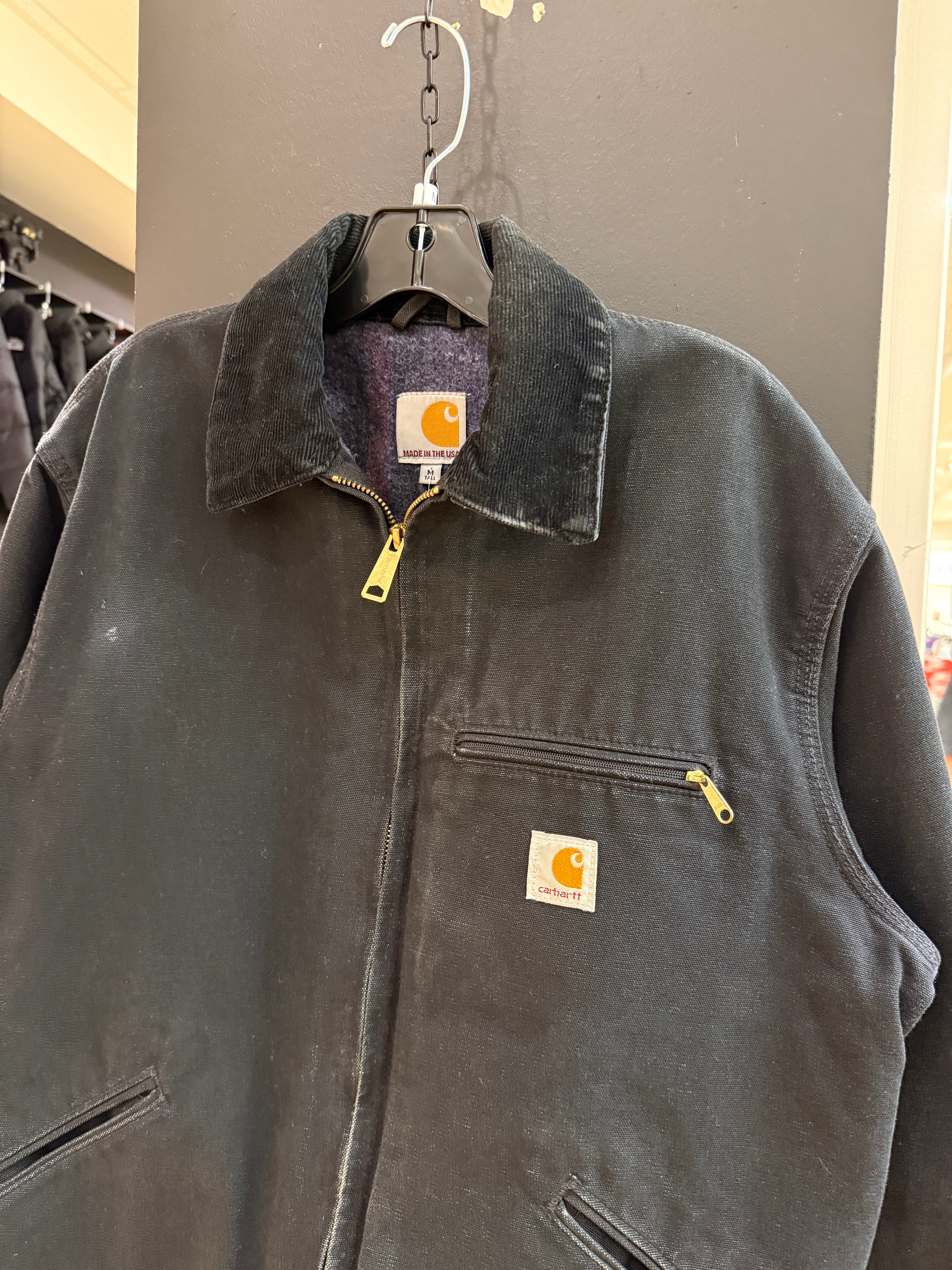 2015 Carhartt Black Blanket Lined Detroit Jacket Sz M Tall