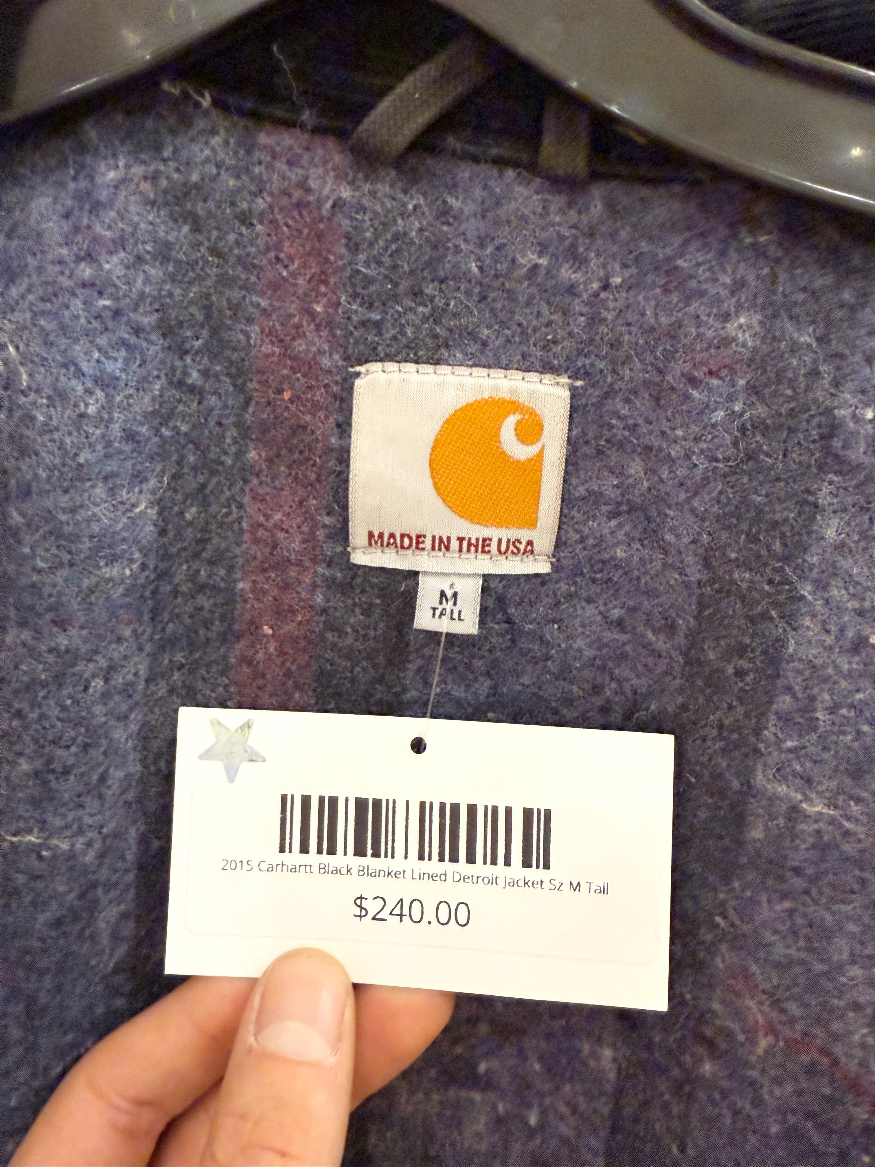 2015 Carhartt Black Blanket Lined Detroit Jacket Sz M Tall