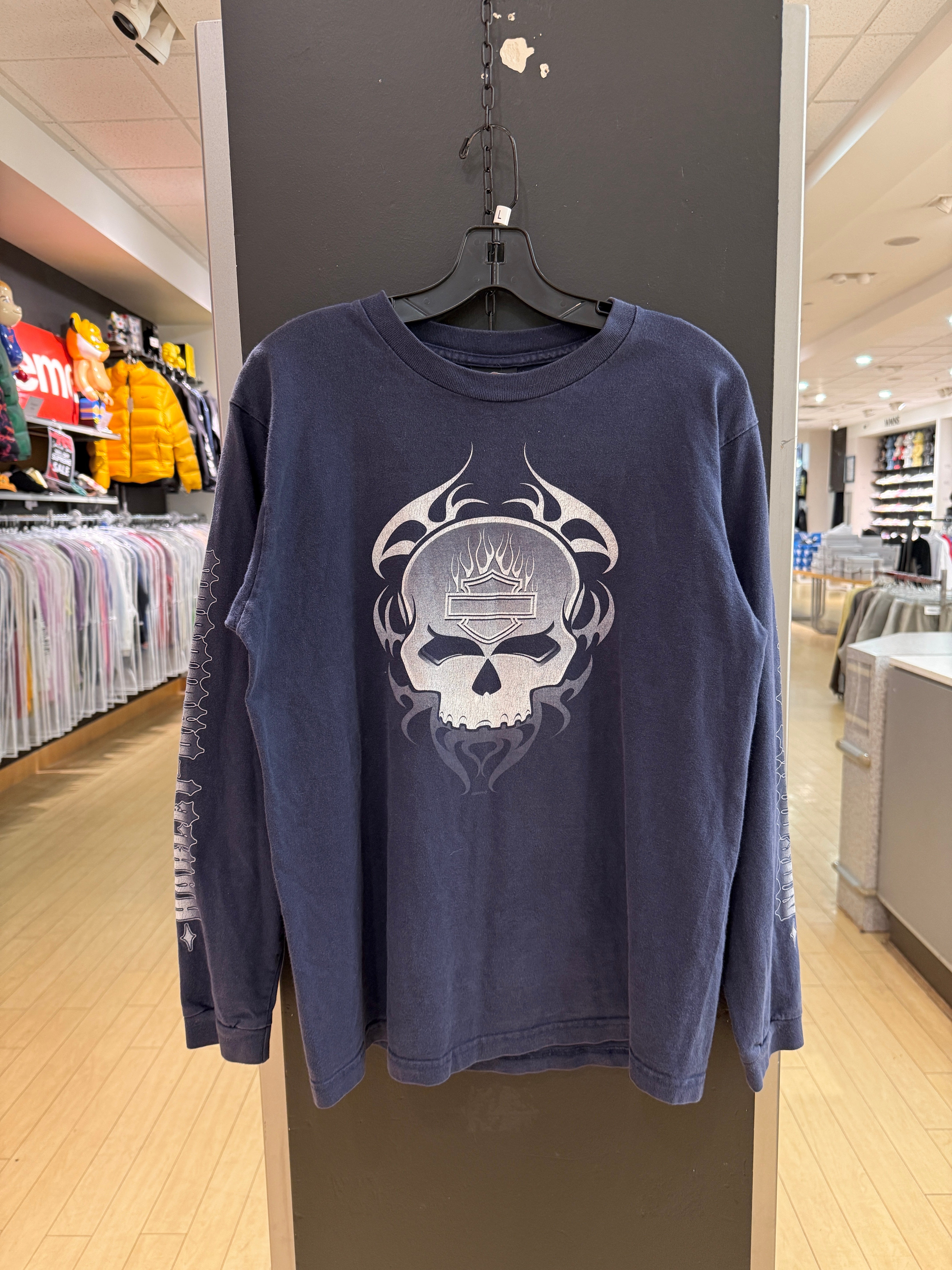 2004 Harley Davidson Silverdale Navy Long Sleeve Tee Sz L