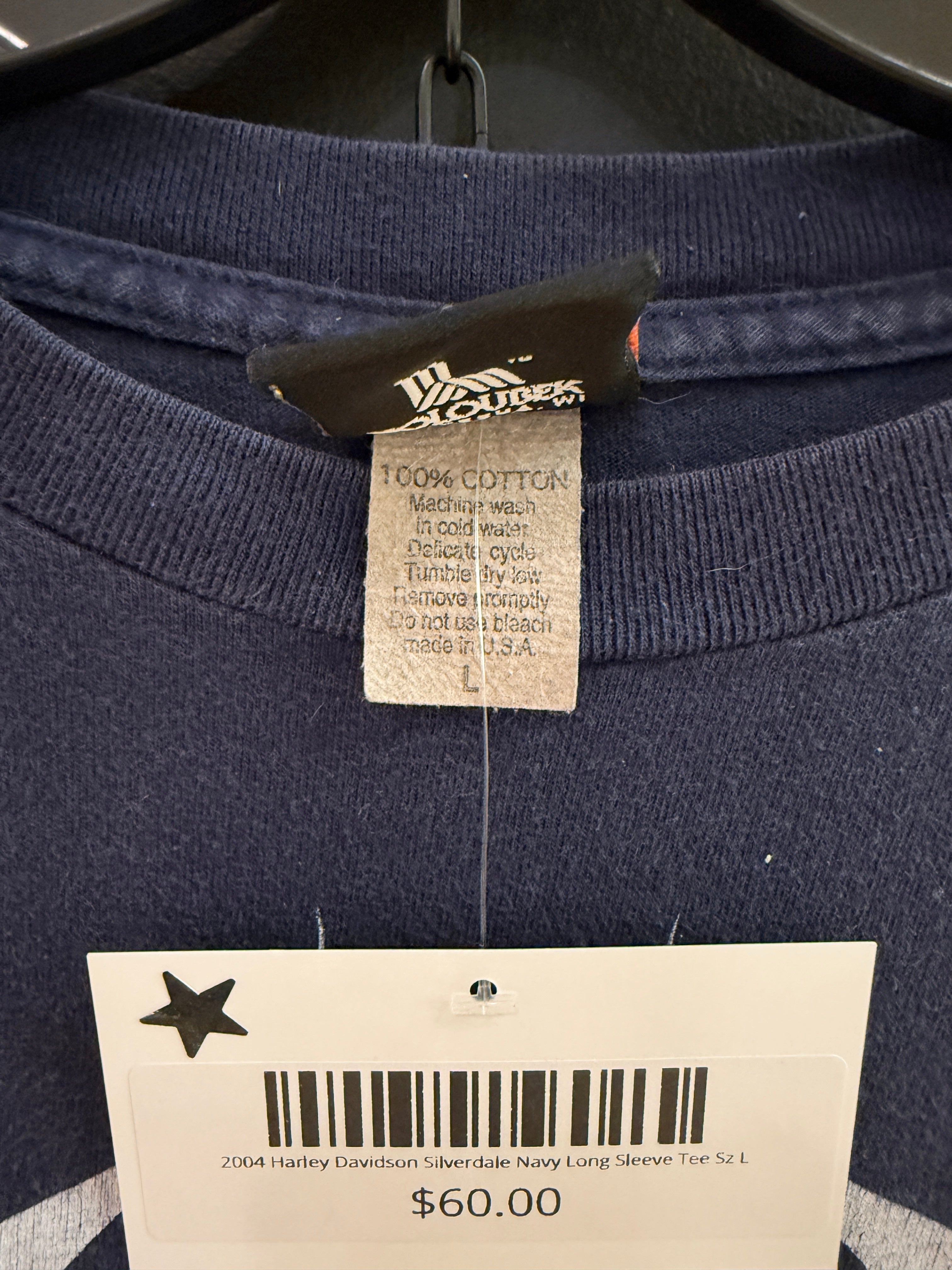 2004 Harley Davidson Silverdale Navy Long Sleeve Tee Sz L