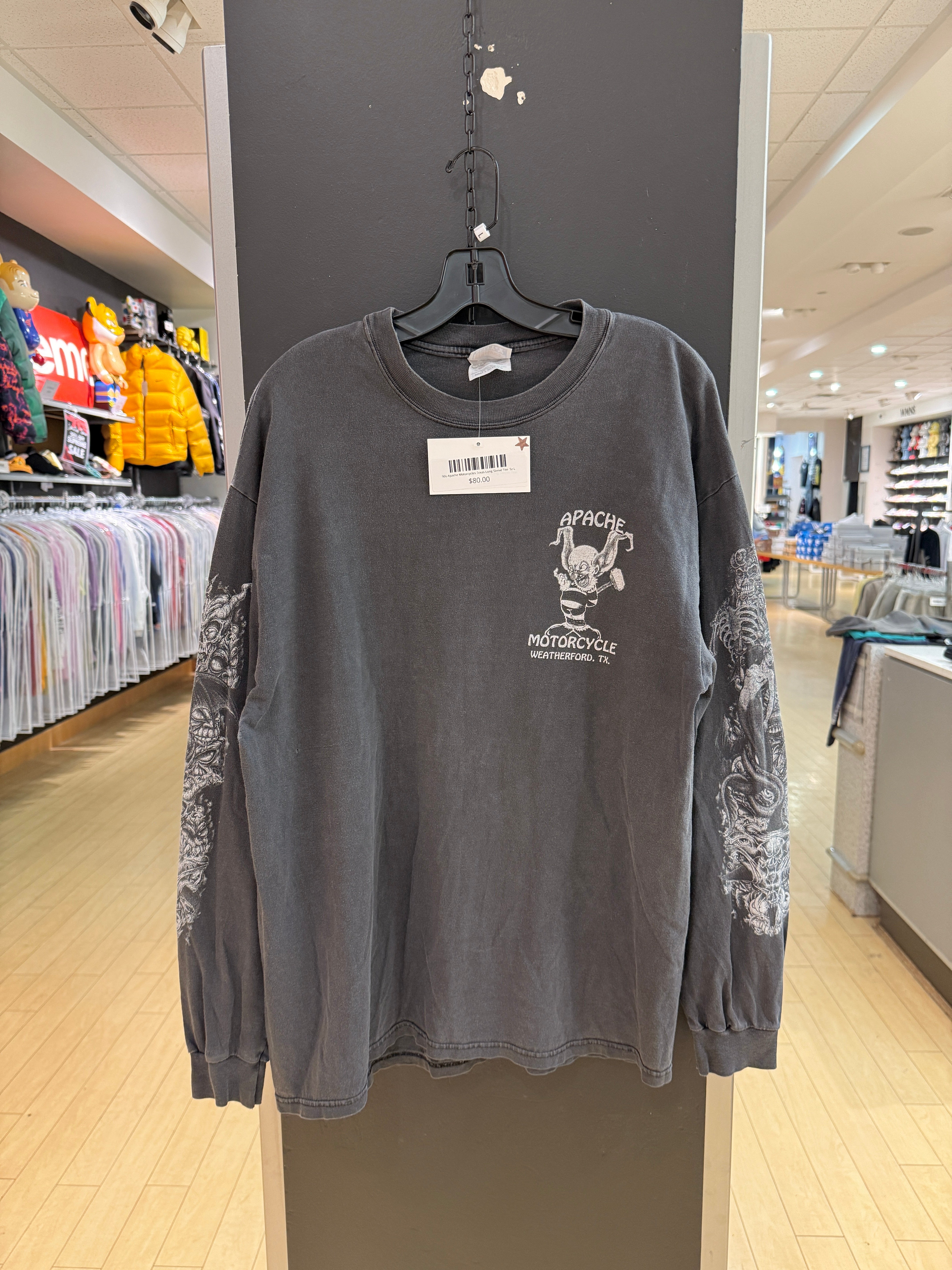 90s Apache Motorcycles Texas Long Sleeve Tee  Sz L