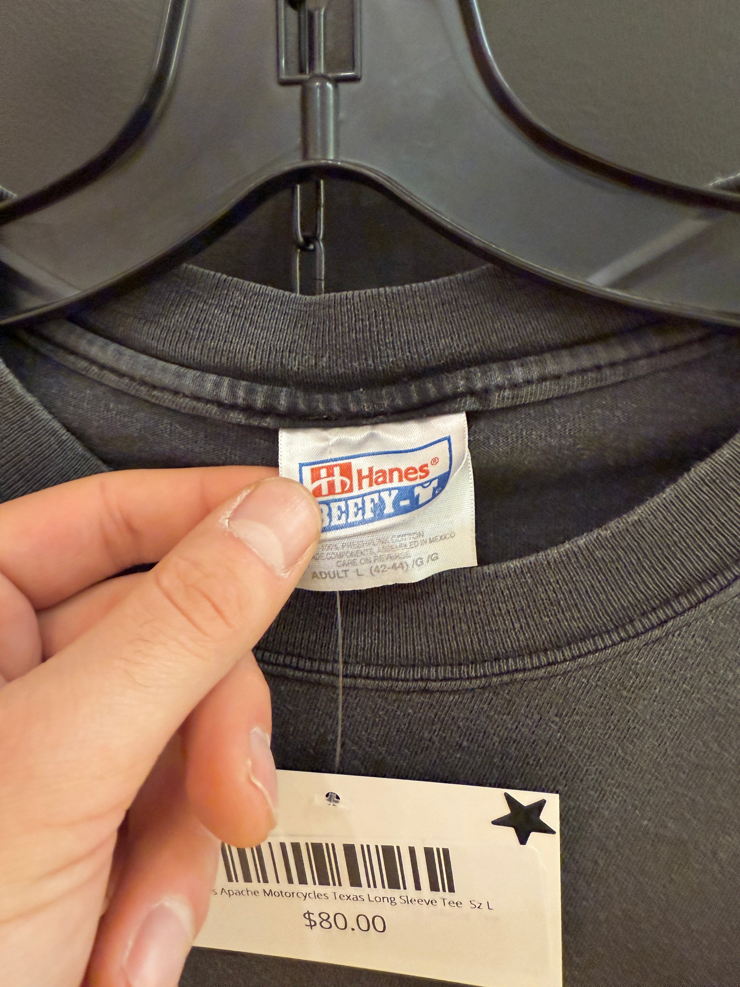 90s Apache Motorcycles Texas Long Sleeve Tee  Sz L