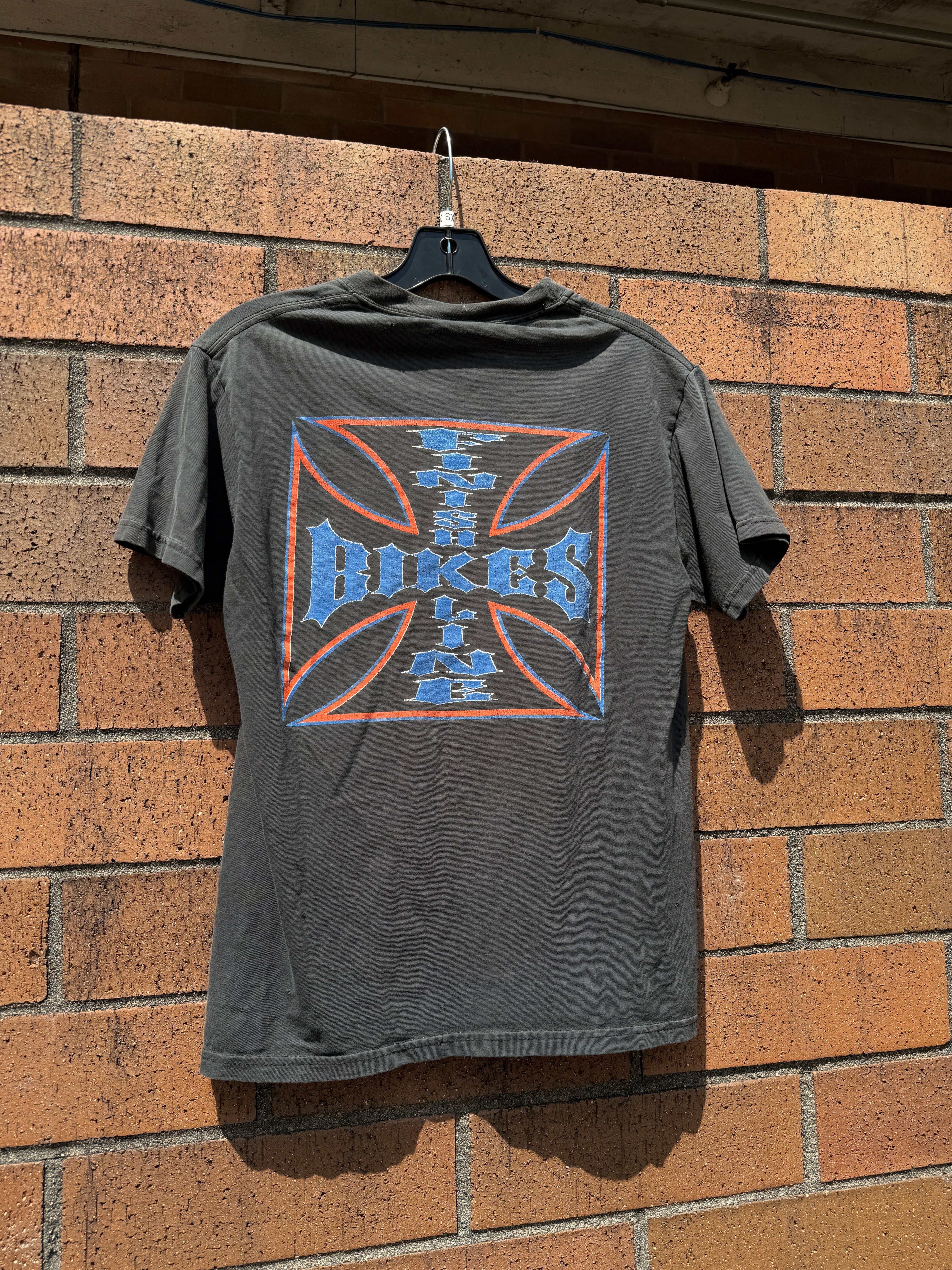 Y2K Finish Line Bike Shop Tee Size XS