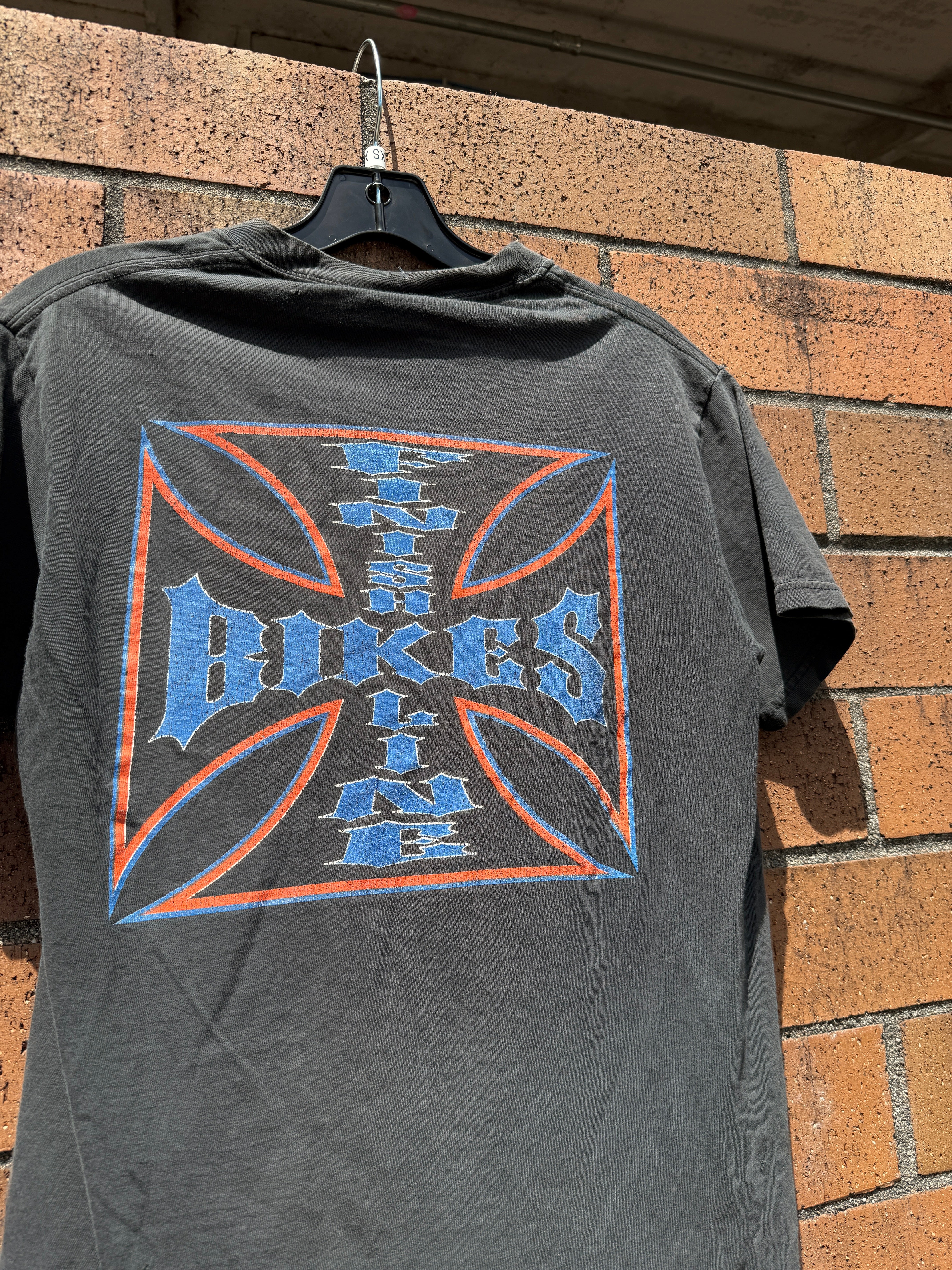 Y2K Finish Line Bike Shop Tee Size XS