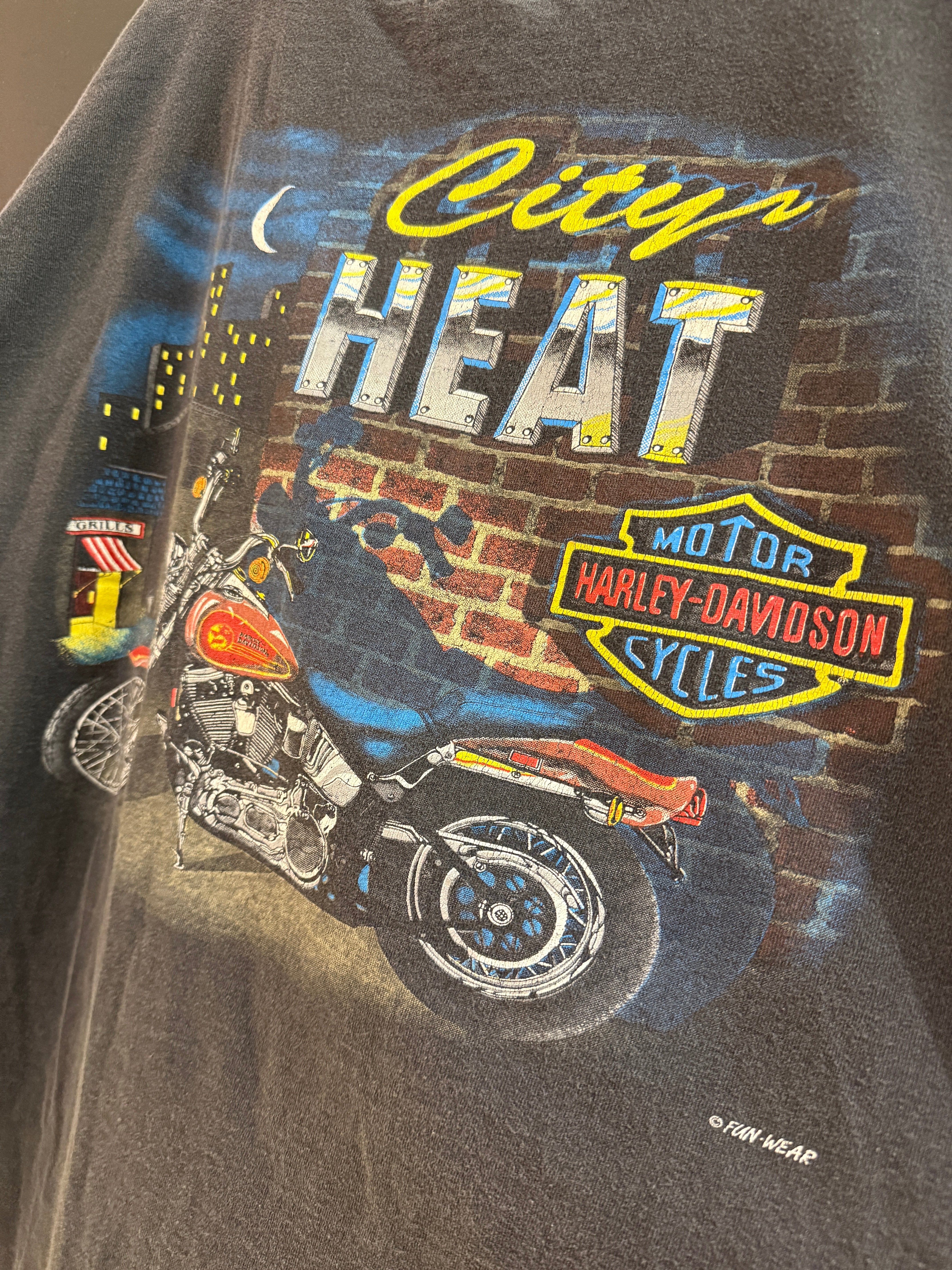 90s Harley Davidson City Heat Long Sleeve Pocket Tee Sz L