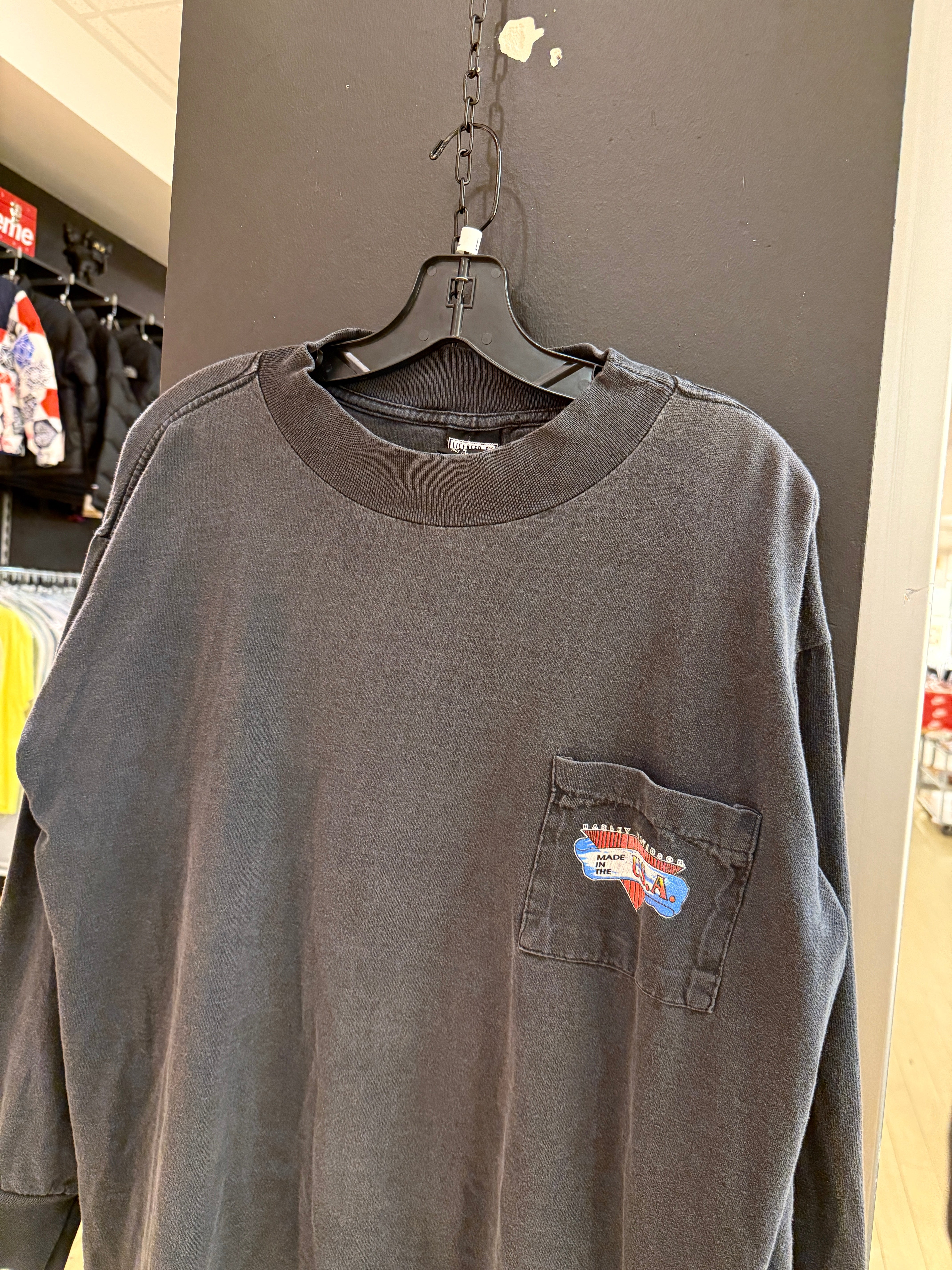 90s Harley Davidson City Heat Long Sleeve Pocket Tee Sz L