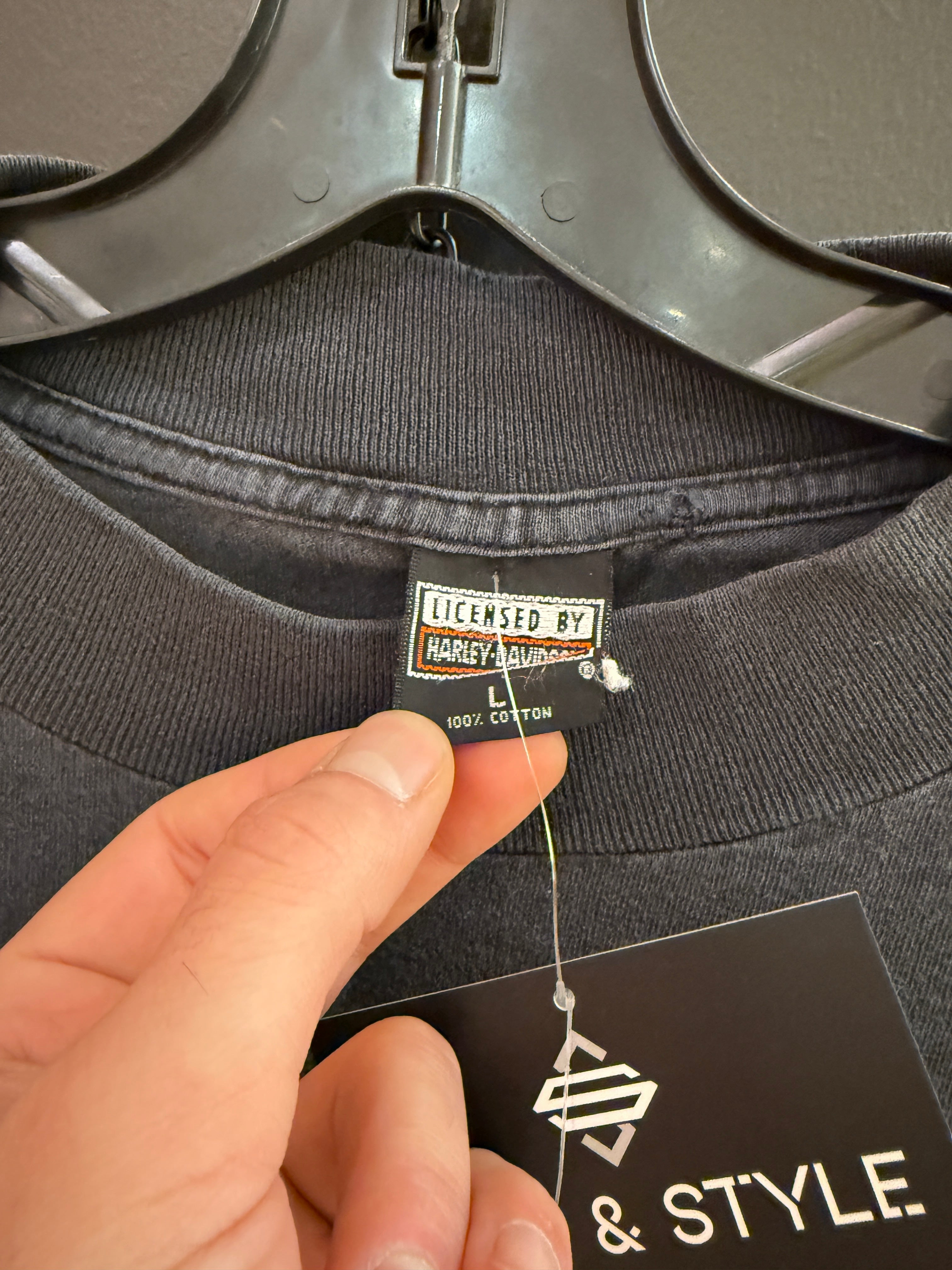 90s Harley Davidson City Heat Long Sleeve Pocket Tee Sz L