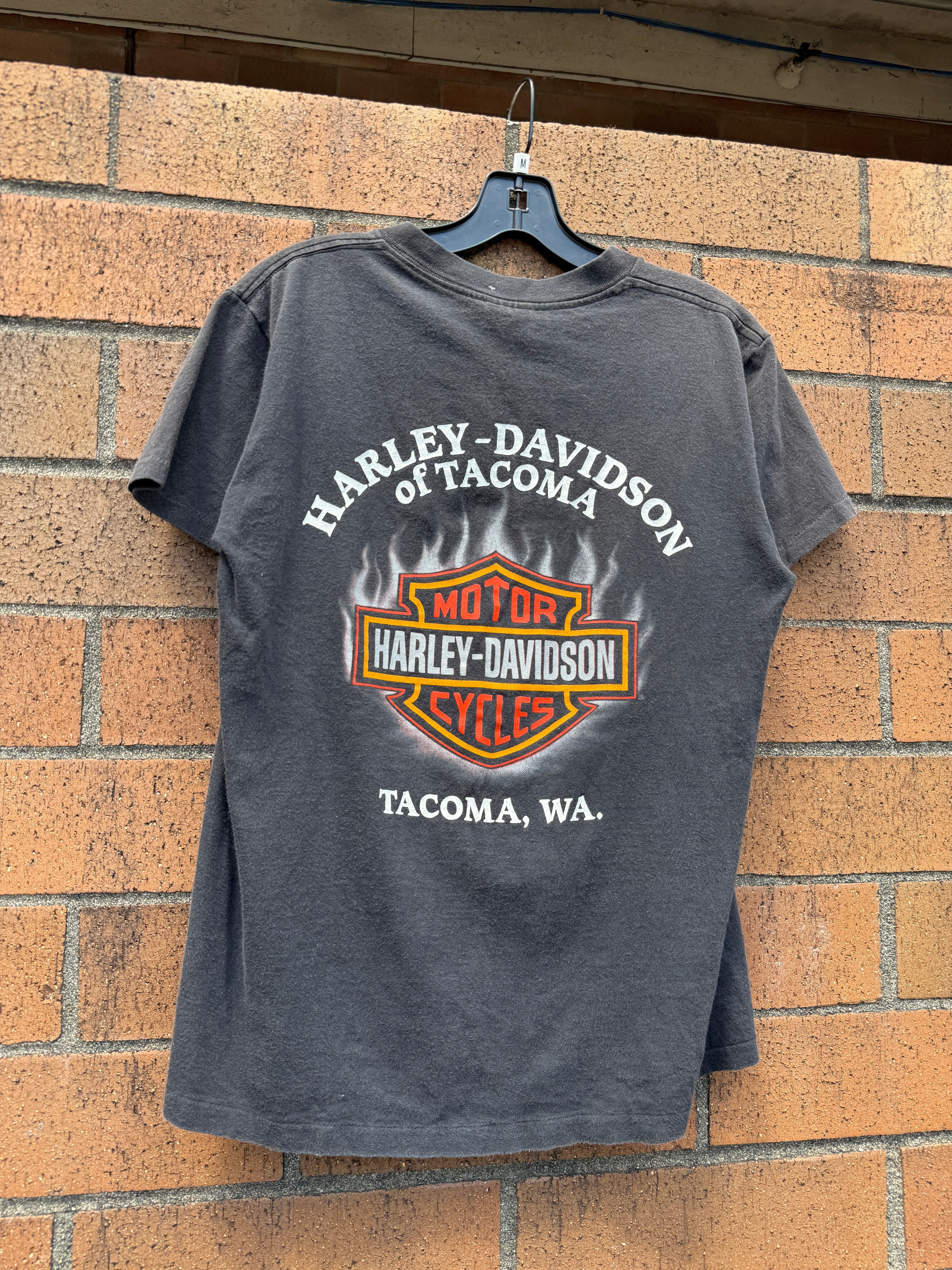 90s Harley Davidson Tacoma 3D Emblem Pocket Tee Size M