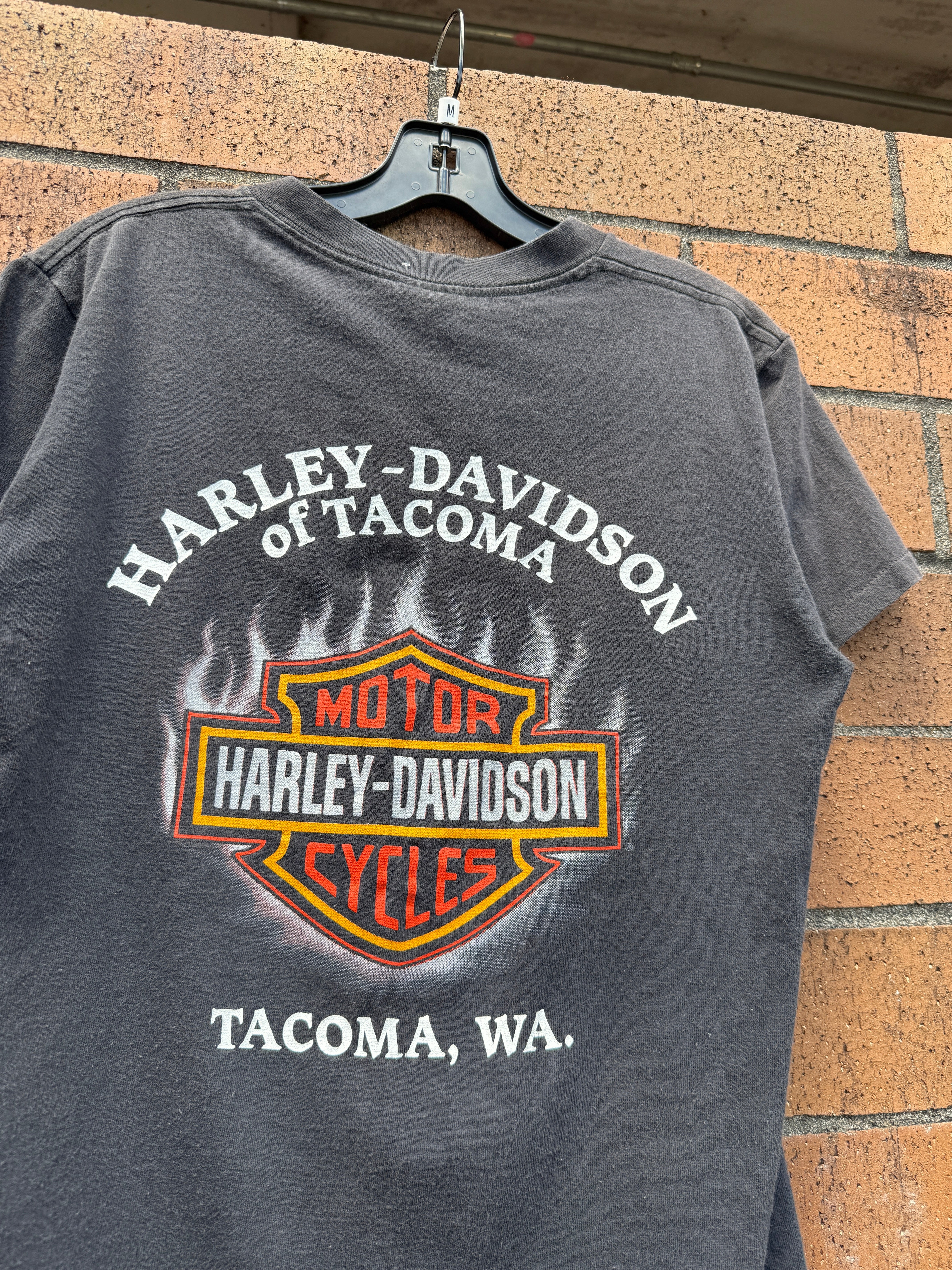 90s Harley Davidson Tacoma 3D Emblem Pocket Tee Size M