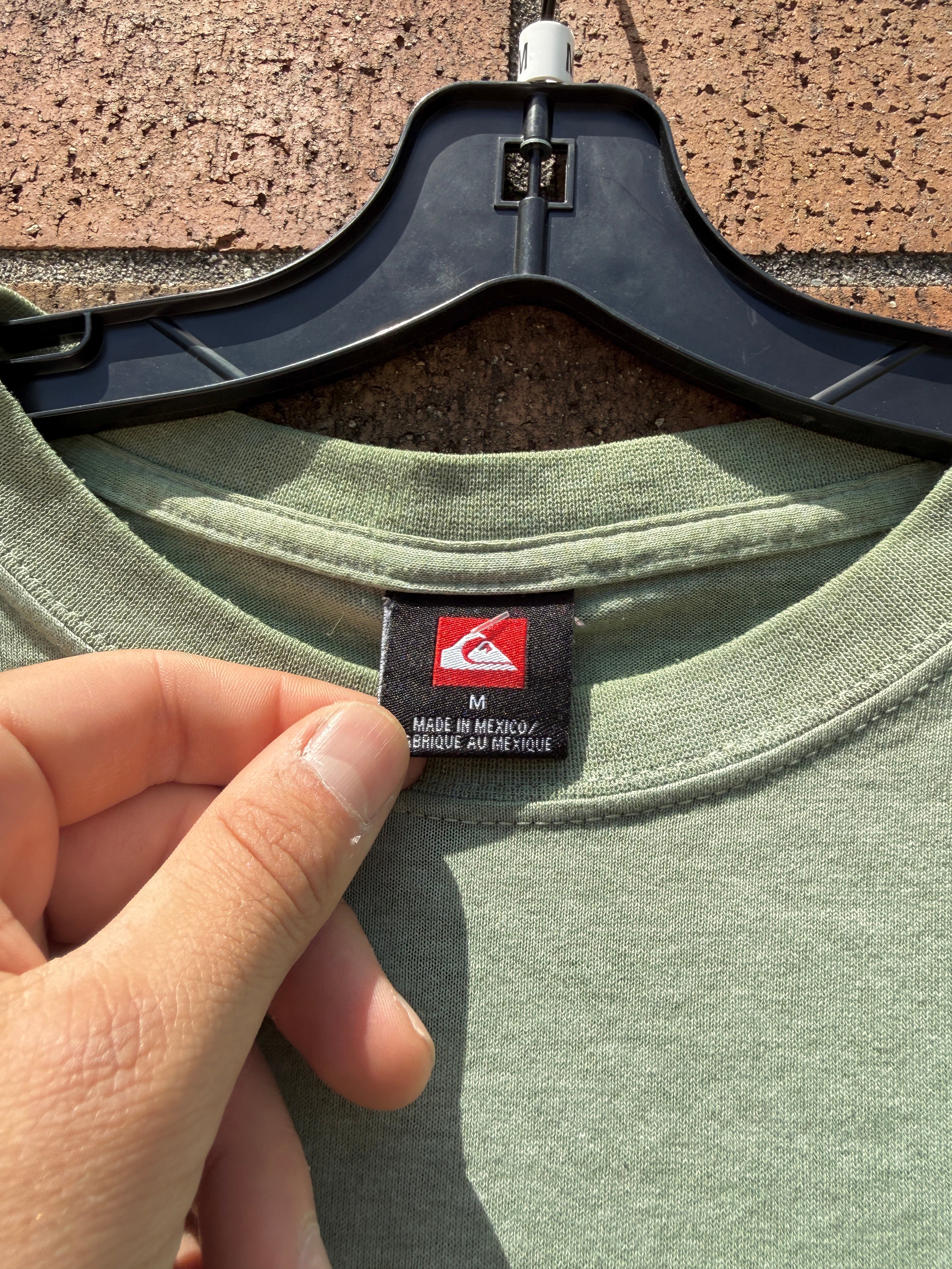 Y2K Quiksilver Green Drummer Tee Size M